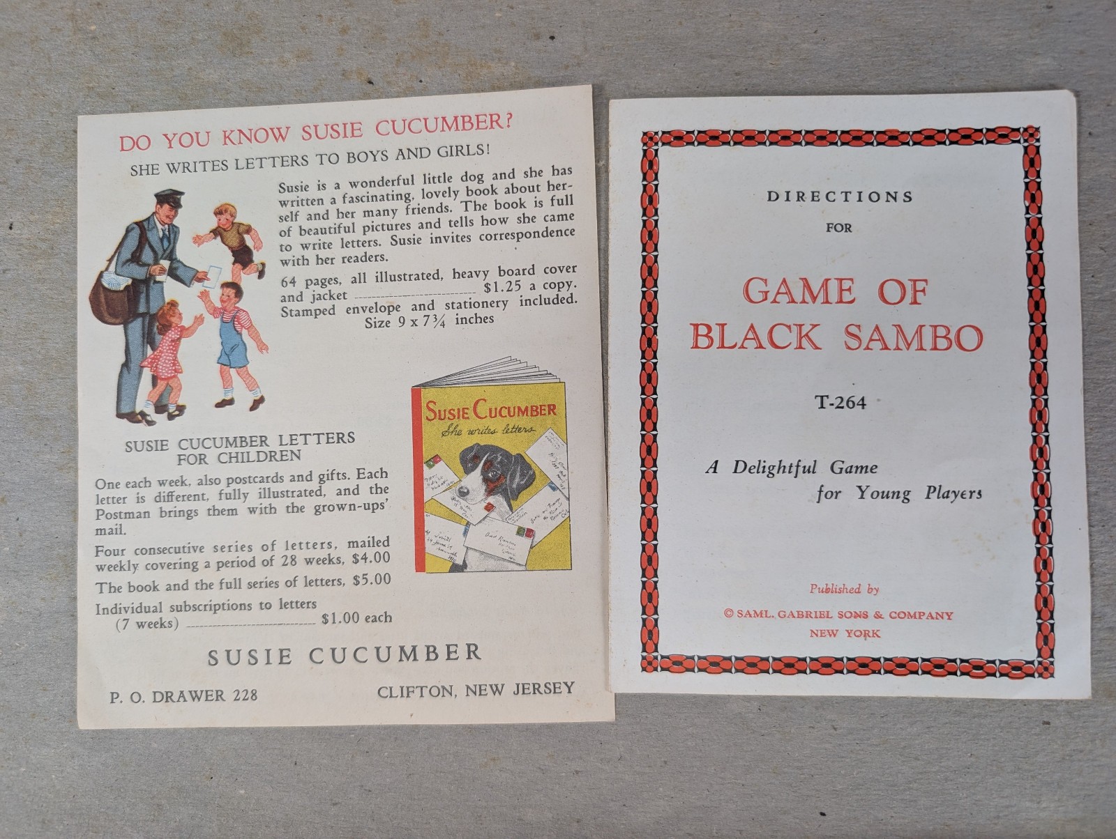 Antique Game of Black Sambo Board Game 95% Complete 1920s Saml Gabriel NY Vtg