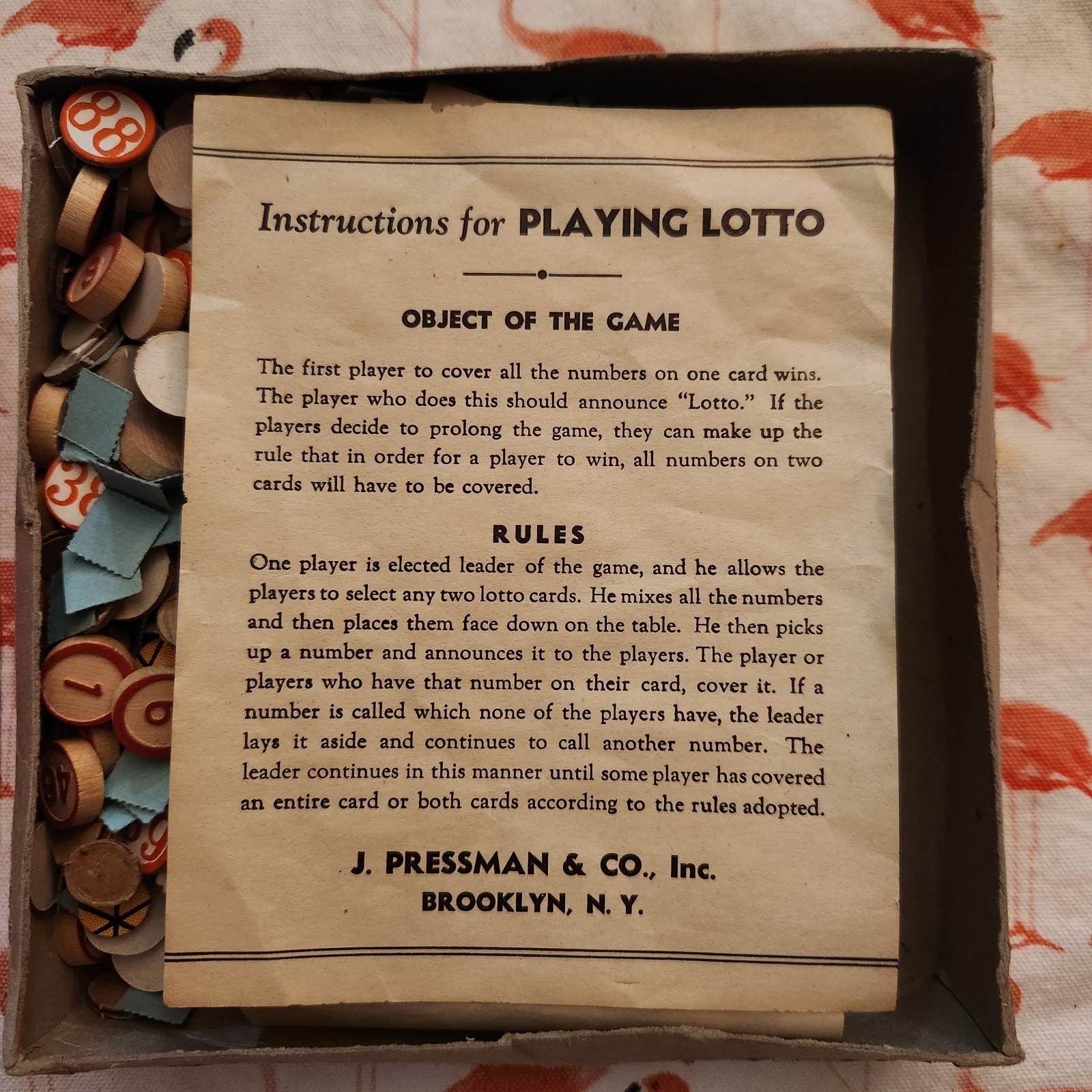 Vintage Let’s Play Lotto Game With Colorful Gnome Graphic On Box c. 1950s