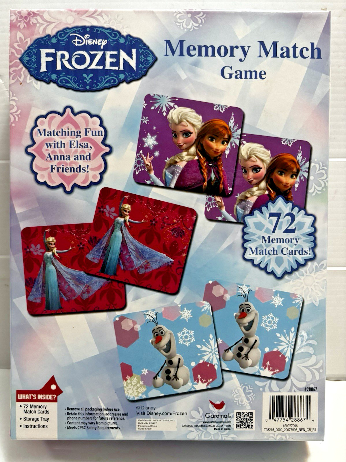 Disney Frozen Memory Match Game 72 Cards Elsa Anna Olaf Cardinal 28867 Fast Sh