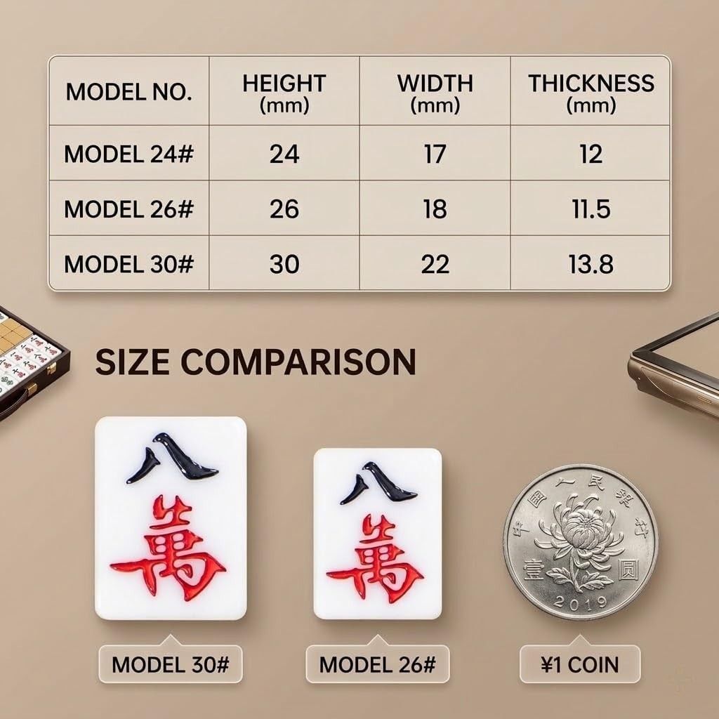 Chinese Mahjong Tile Set Traditional 144 Tiles – 30mm Melamine Mahjong Tiles …