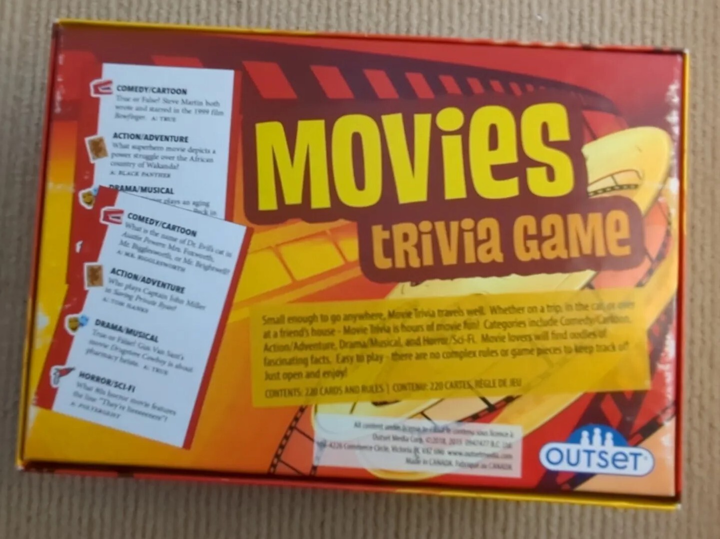 Movies Trivia Game Outset 2018