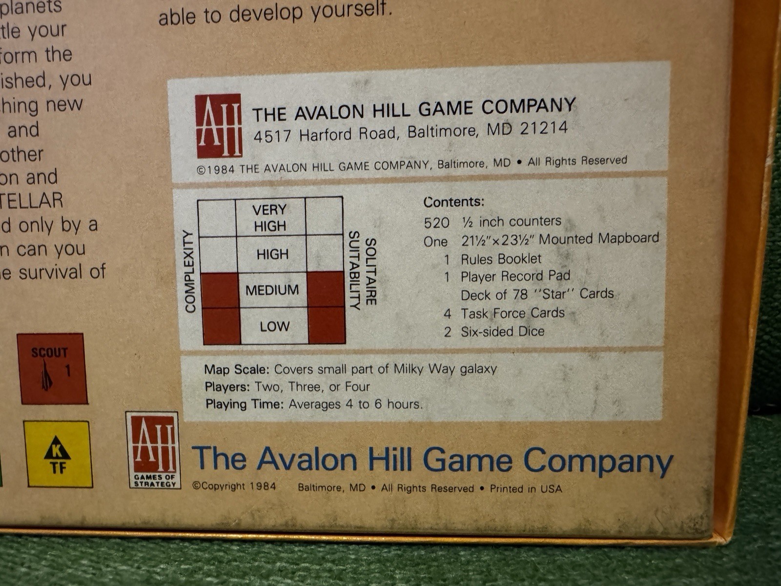 Vtg Avalon Hill Games Stellar Conquest 1984 Complete Unpunched Excellent Sci Fi