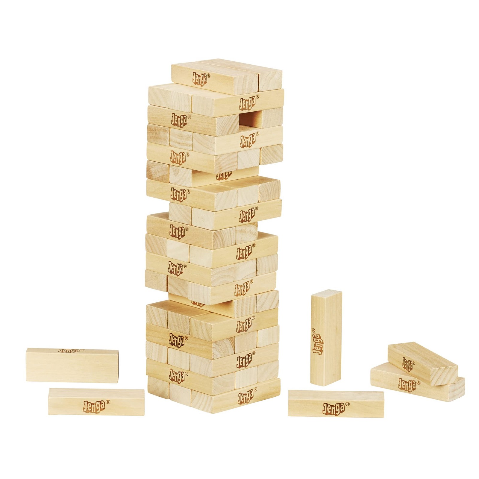 Hasbro Gaming Jenga Wooden Blocks 3.15 x 4.53 x 11.02, Woodgrain Color