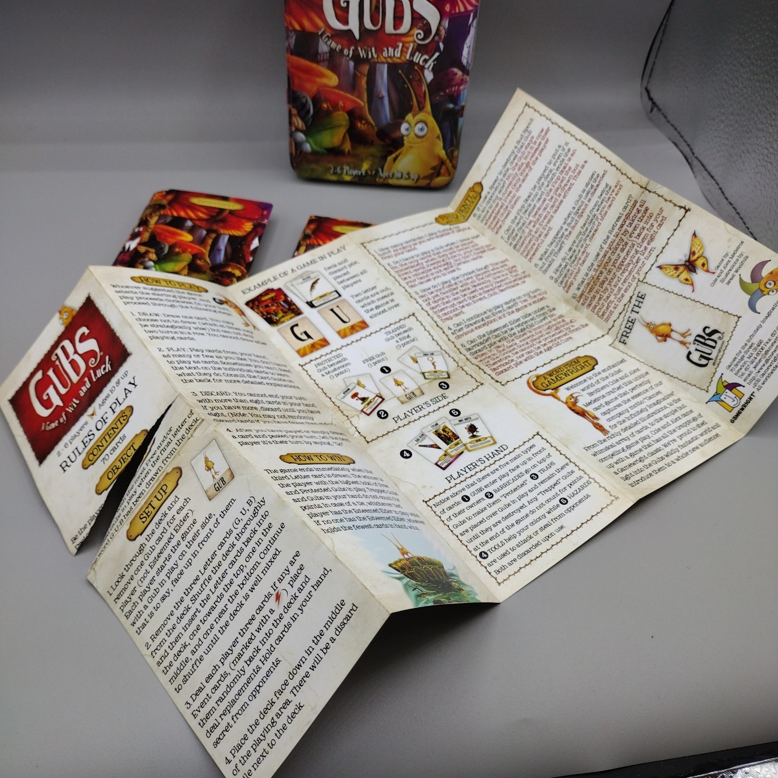 Gamewright Gubs A Game of Wit & Luck Card Game Tin 100% Complete w/ Rules 2011