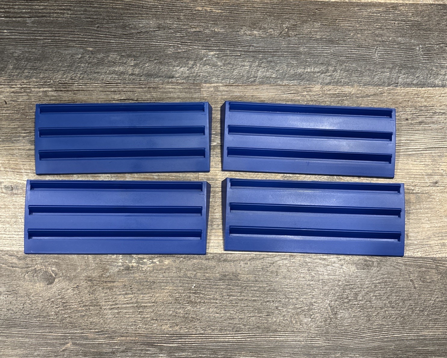 Rummikub Tile Holder Tray Set of 4 Game Replacement Racks Blue 1997 Pressman Toy