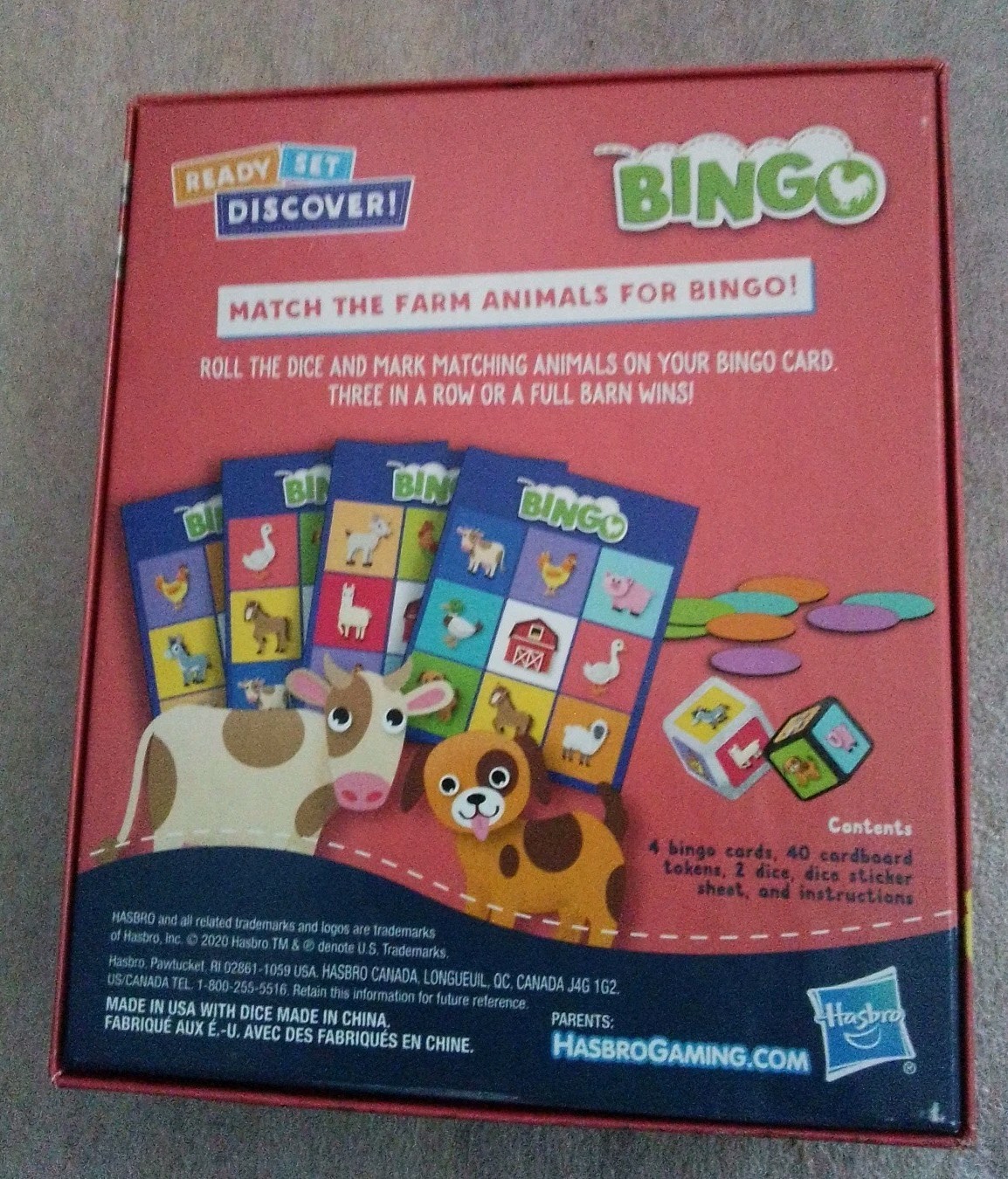 NIB Hasbro Ready Set Discover Bingo Game 3+ Years Farm Themed 2-4 players