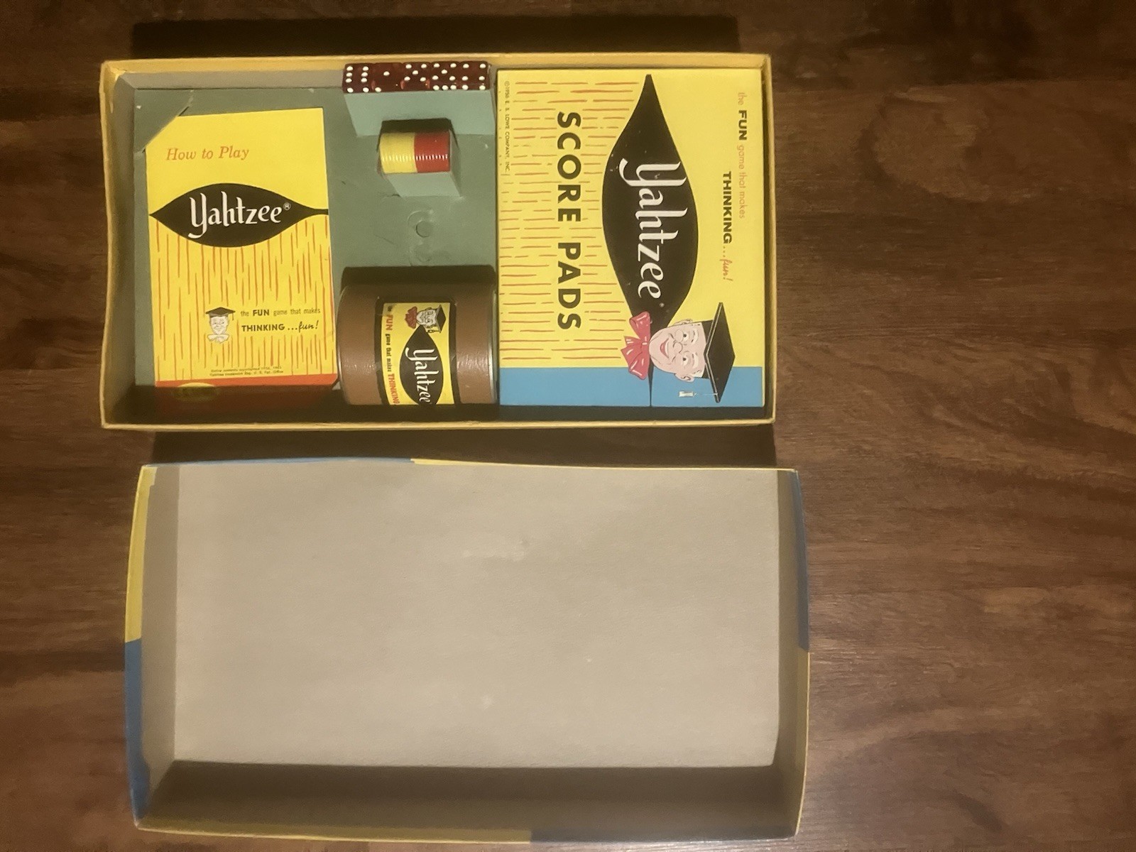 Original Vintage 1956 Yahtzee Game with Score Cards, Dice, Chips & Instructions