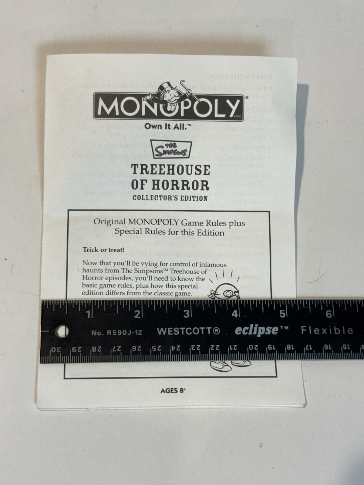 Monopoly The Simpsons Treehouse of Horror 2005 Replacement Game Instructions