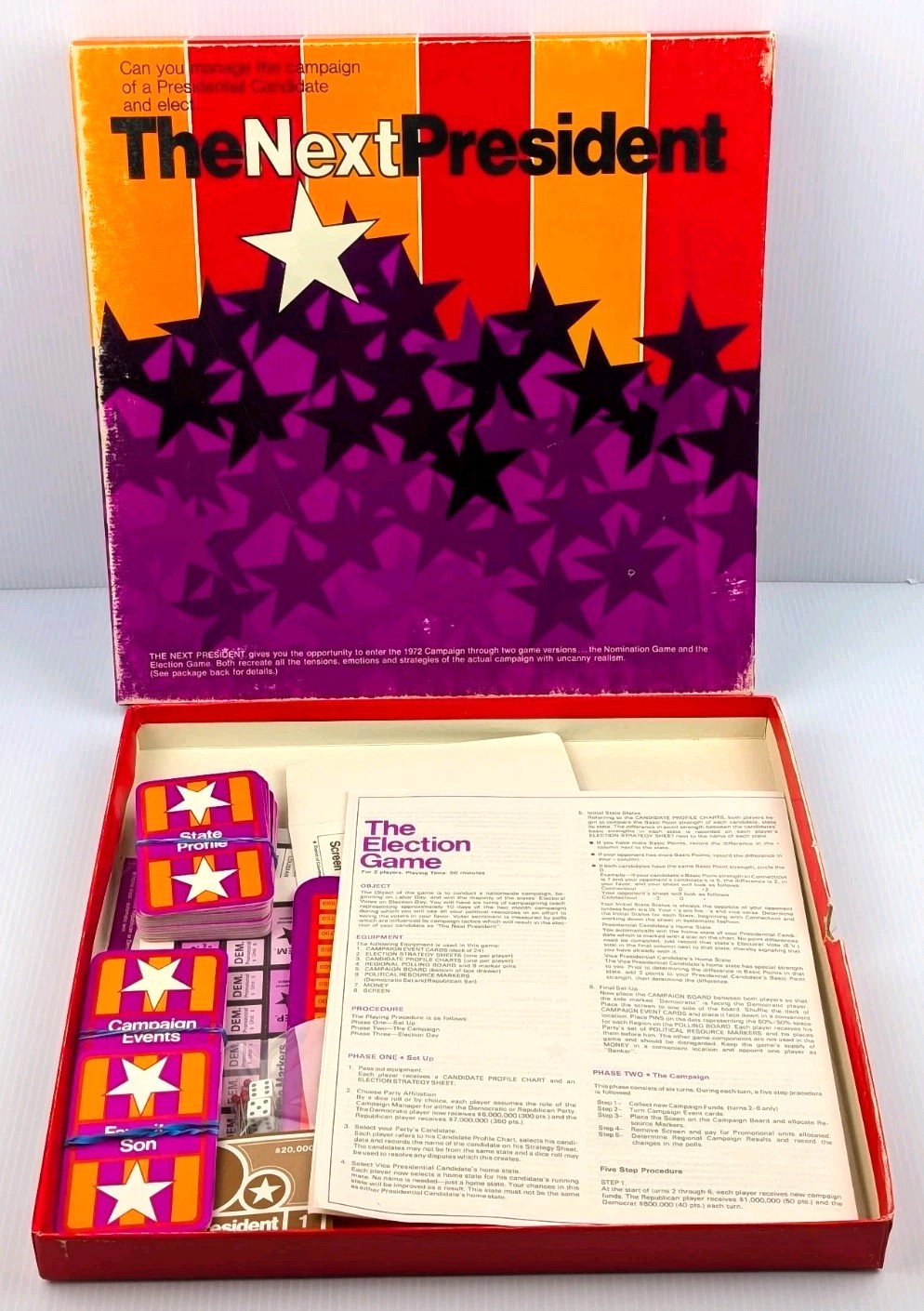 1971 Reiss The Next President Board Game UNPUNCHED COMPLETE History Strategy