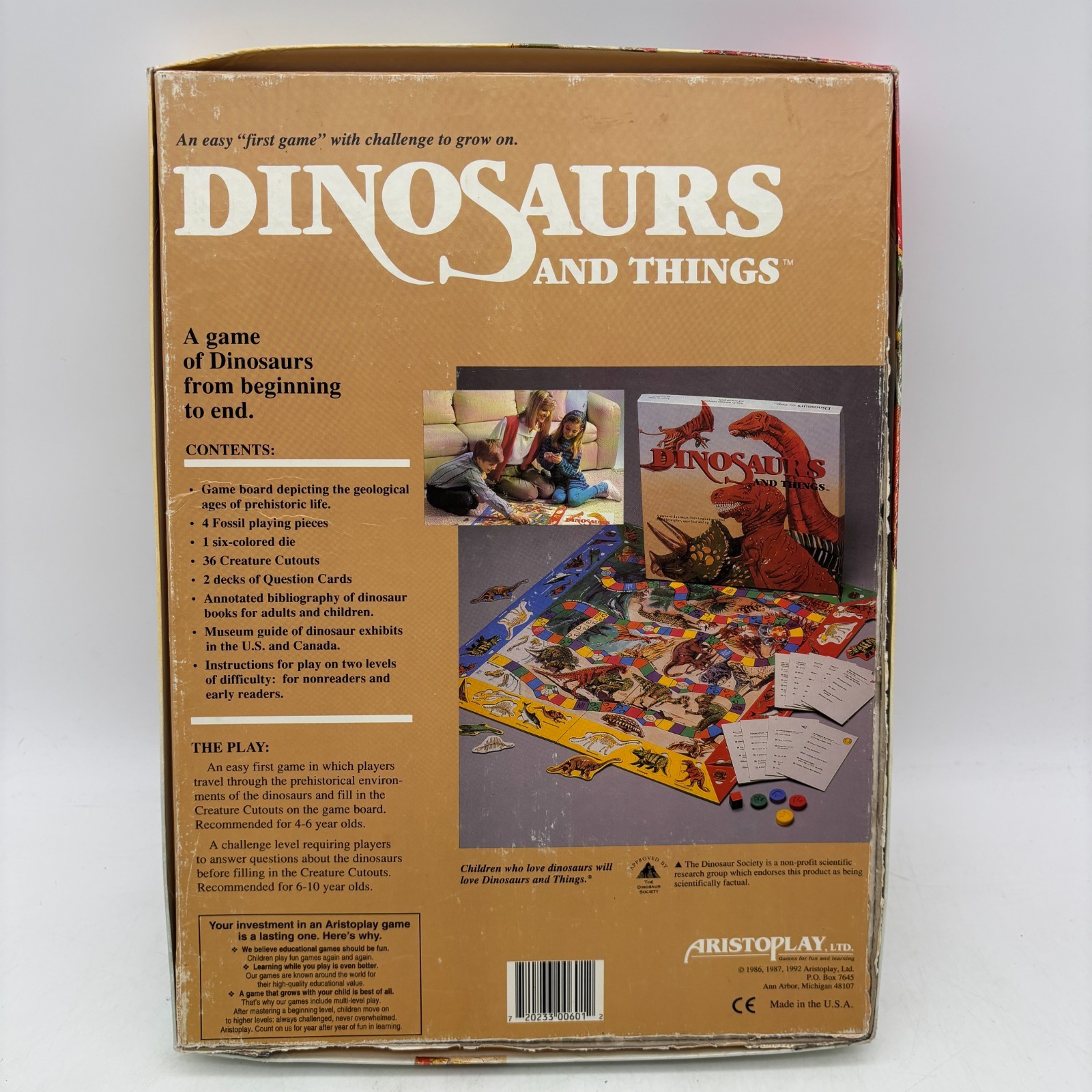 VINTAGE Dinosaurs and Things COMPLETE Aristoplay 1992 Learning Adventure Game
