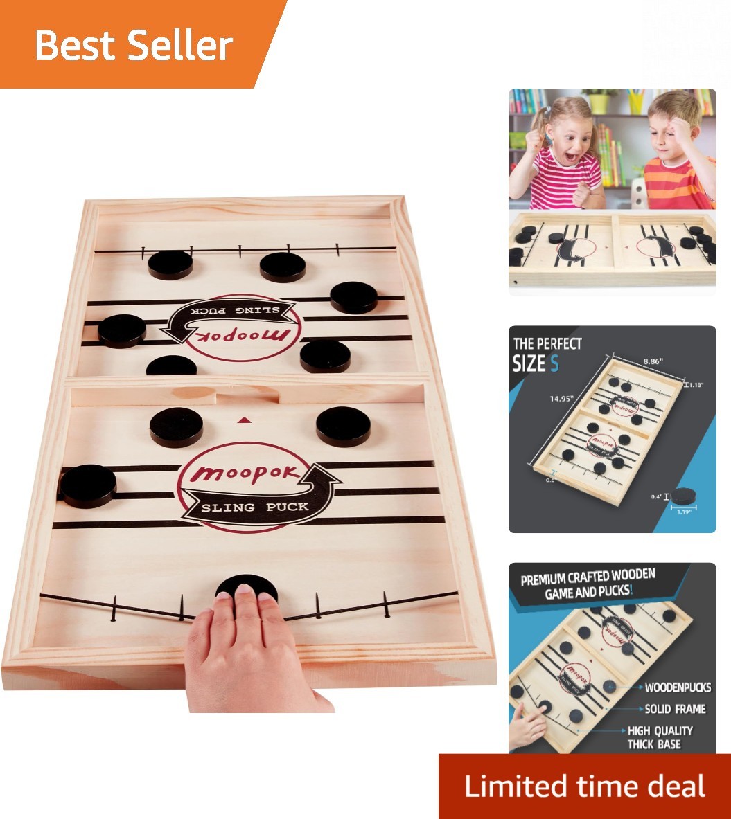 Fast Sling Puck Game – Thrilling Wooden Air Hockey for Family Game Night