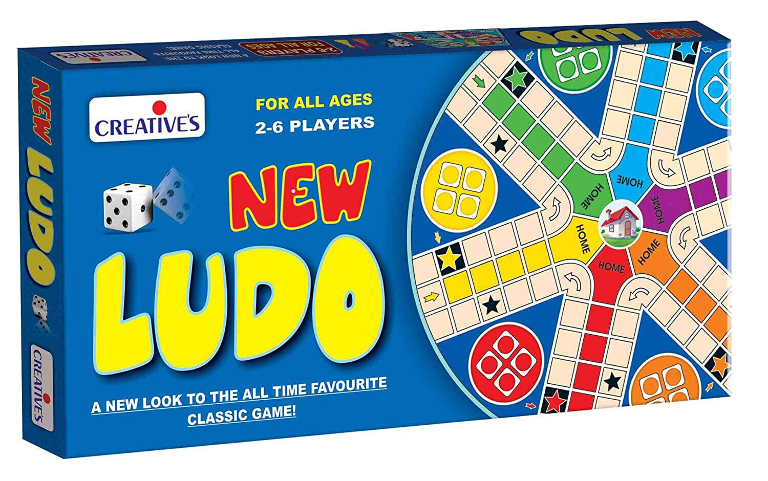 New Ludo – 2 to 6 players, Laminated CARD Board Indoor Family Game FREE SHIP