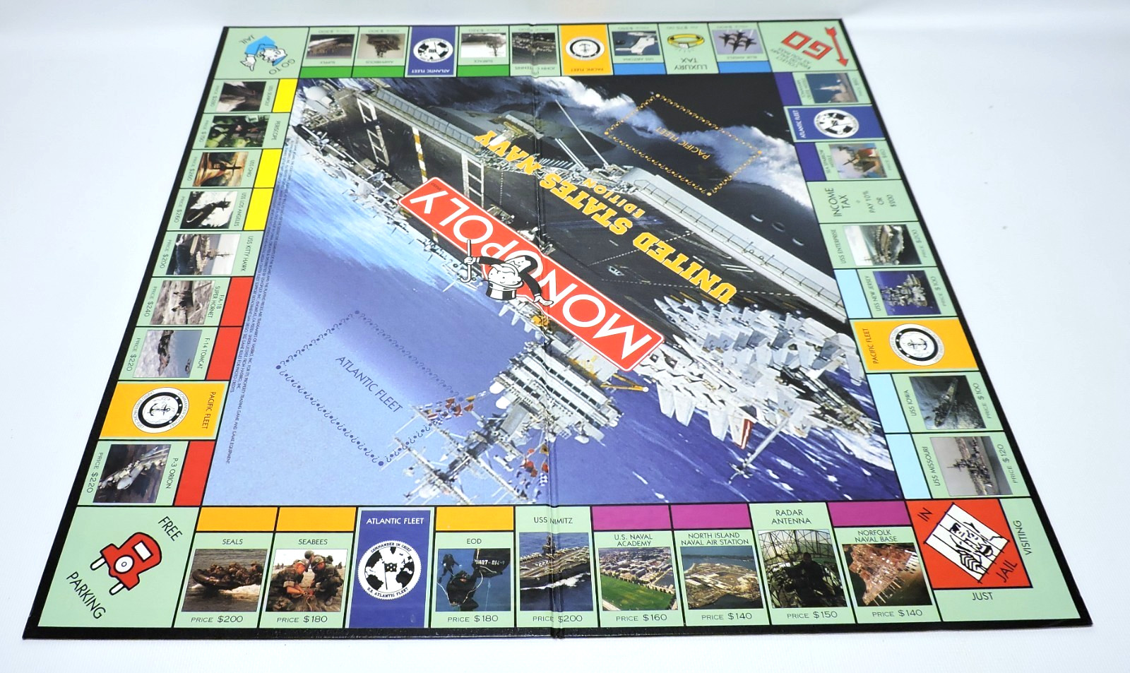 Monopoly United States U.S. Navy Edition Board Game NEAR COMPLETE -3 House/Hotel