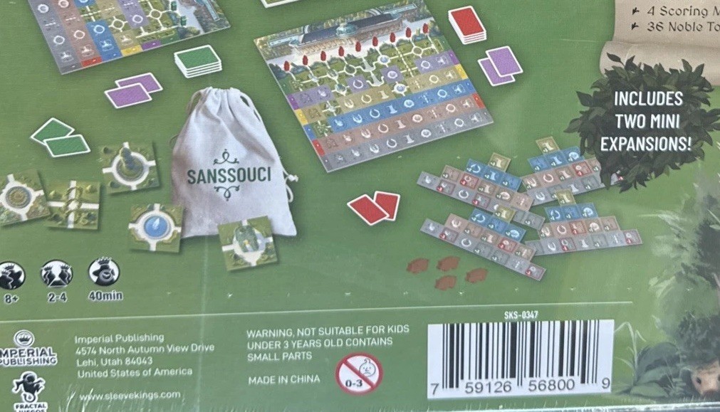 Sanssouci Board Game – 2013 Imperial Publishing – Brand New! With 2 Expansions