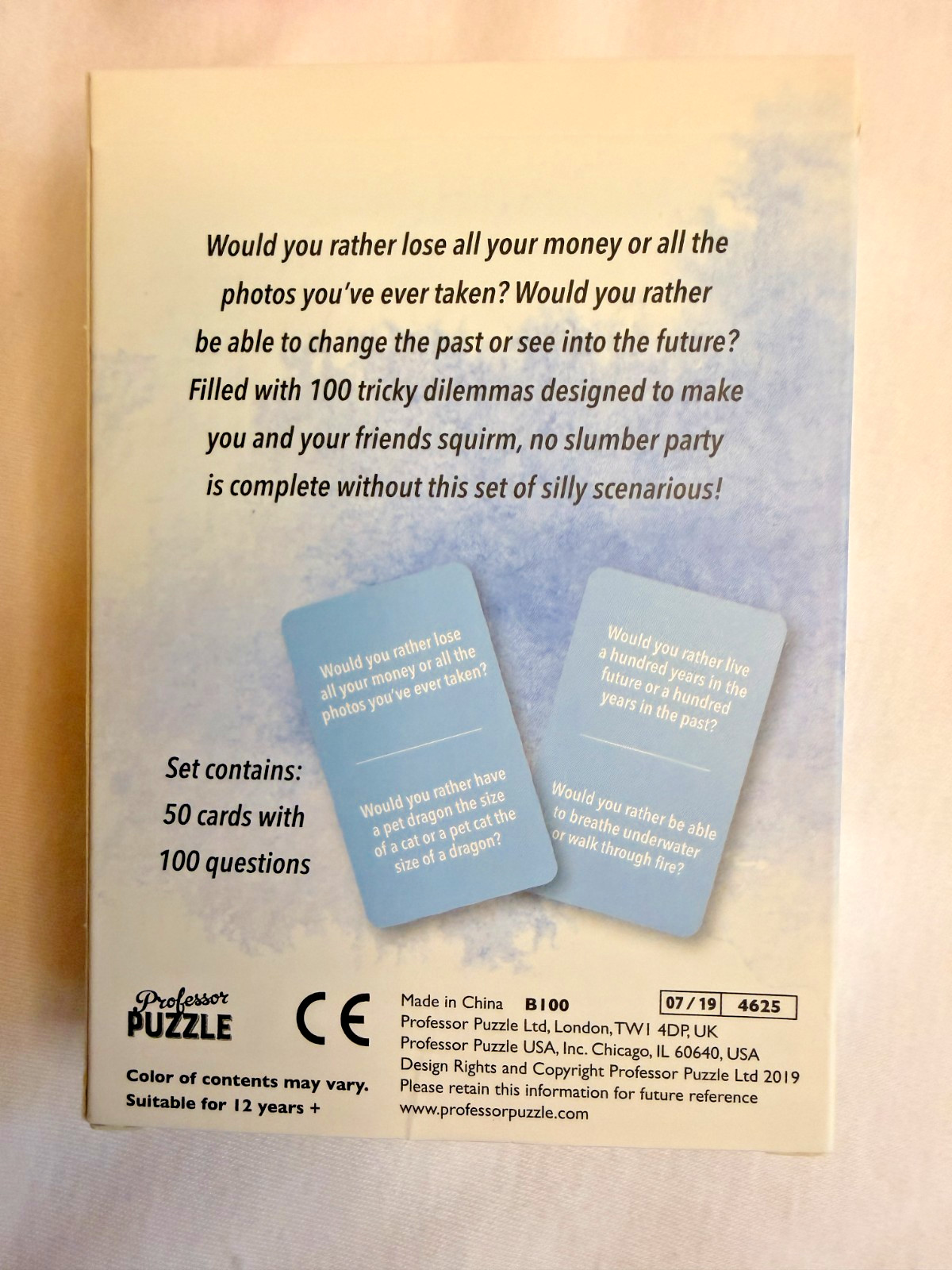 Vtg. 2019 Professor Puzzle Trivia Cards Suitable for 12 years and UP 4 pk. #5014