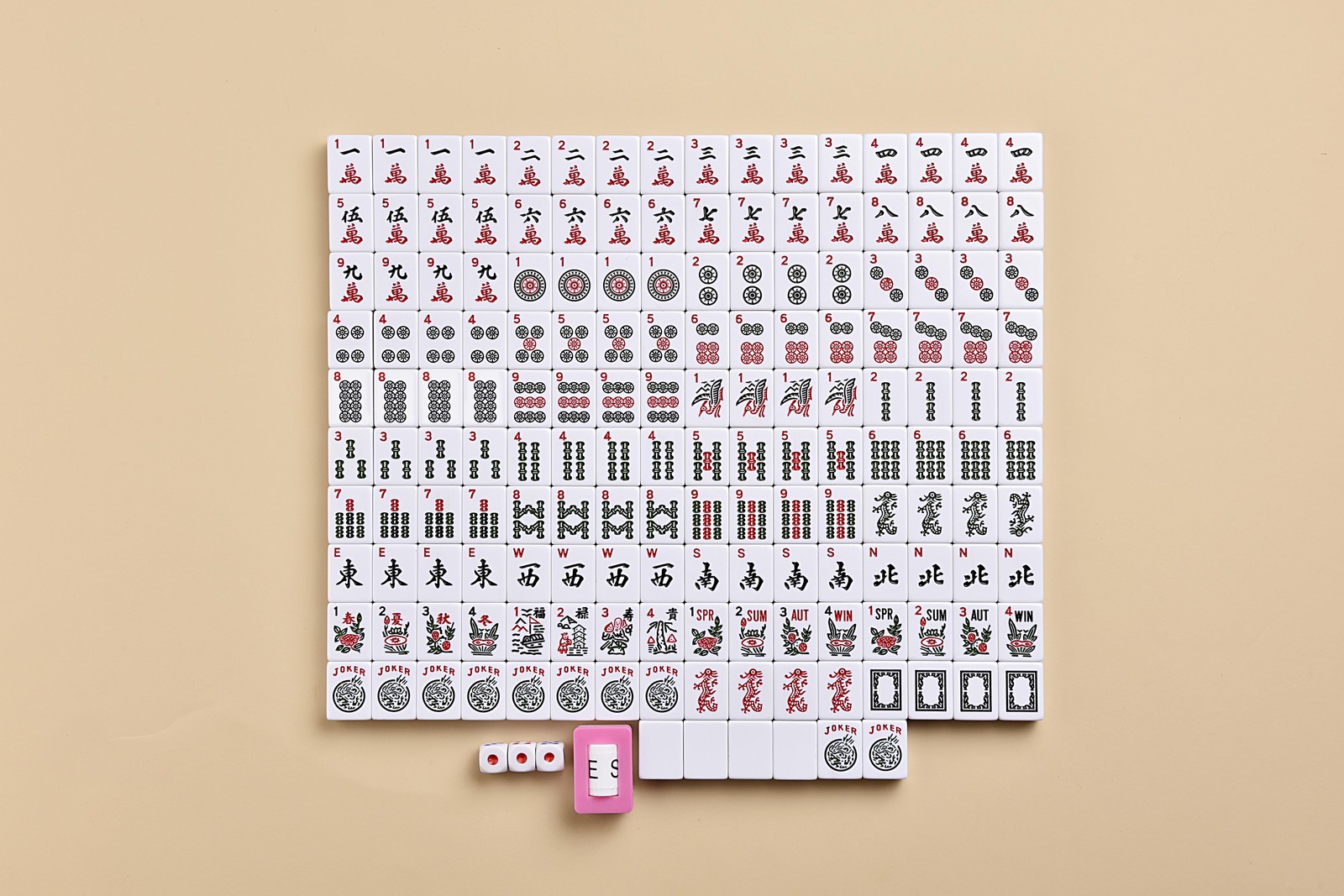 MAHJONG GAME SET American 166 White Tiles with Quilted Soft Bag
