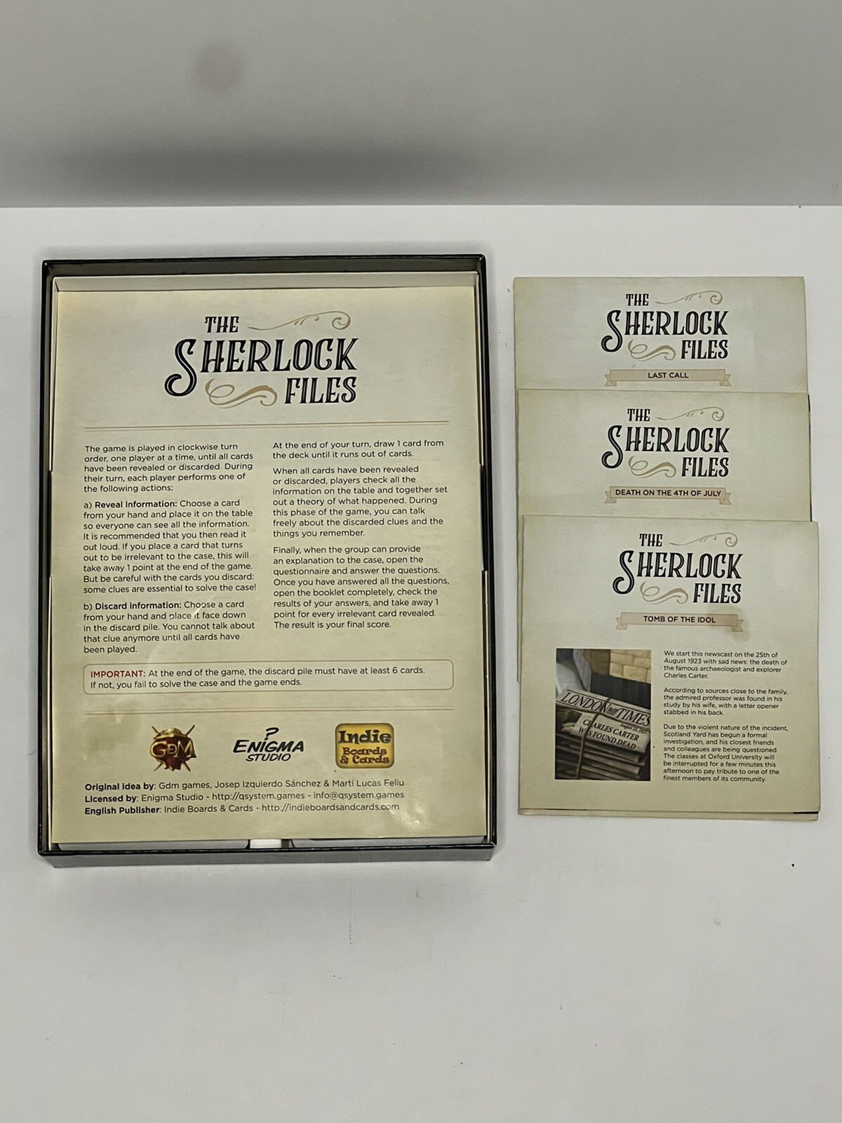 The Sherlock Files: Elementary Entries Card Game Indie Boards & Cards