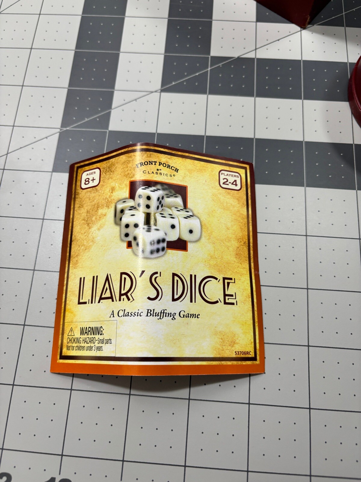Red Wood Liars Dice Game Box Die Cube Storage Complete Front Porch Classics 2010