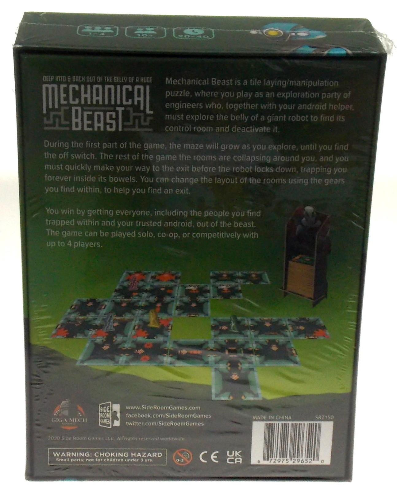 Side Room Games Mechanical Beast Ben Morayta 1-4 Player Age 10+ Tile Puzzle Gift