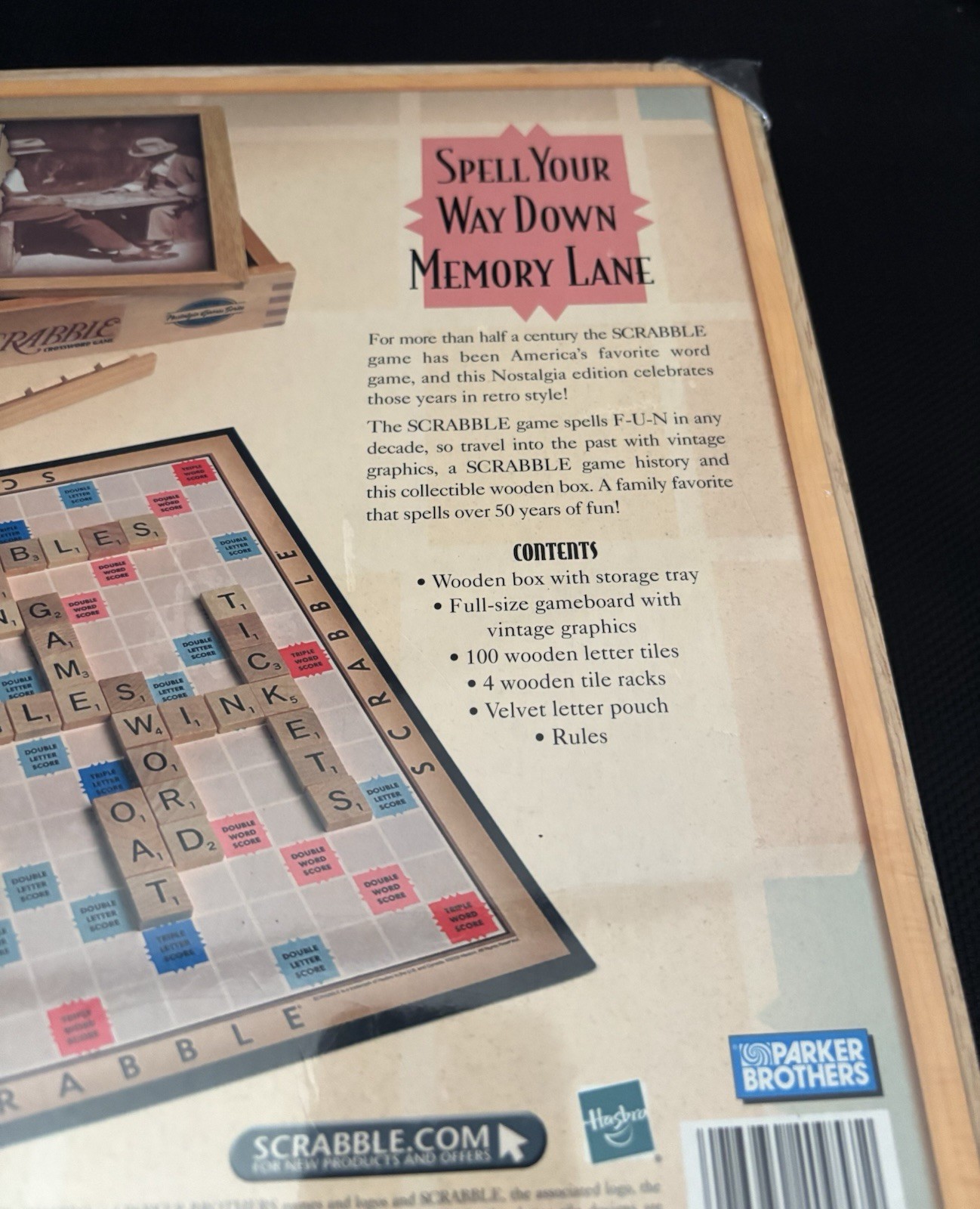Official Scrabble Crossword Game Nostalgic Wooden Box New Sealed 2002 Hasbro