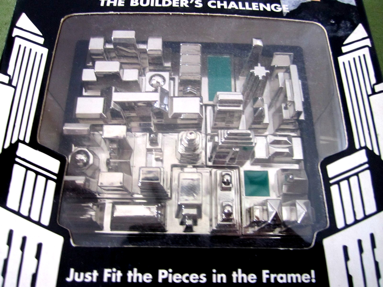 Vintage 2002 Binary Arts CITY BUILDERS CHALLENGE Metal Puzzle Desk Toy Complete