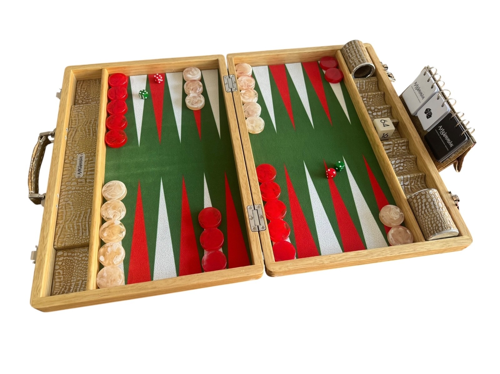 Limba WOOD, Travel Size Backgammon Set&12mm Polyester Checkers Very Light