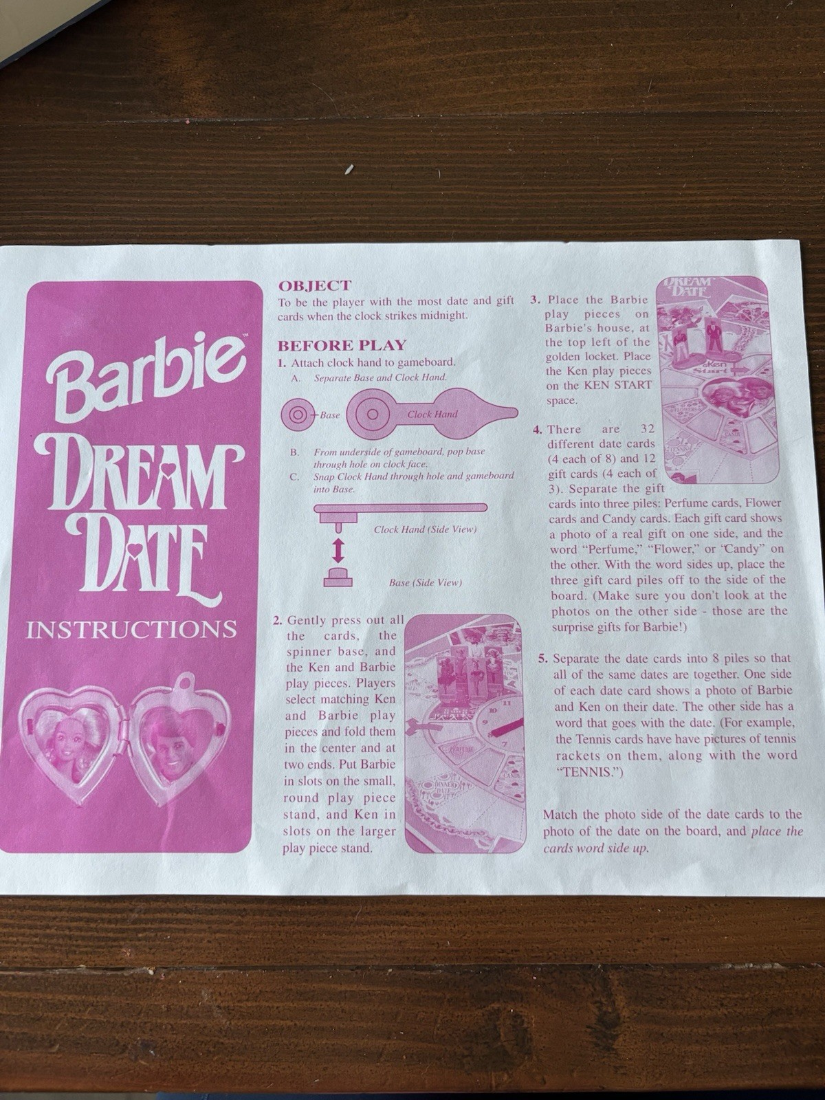 Barbie Dream Date Board Game 1992 Complete VINTAGE Doll Golden Mattel Ken