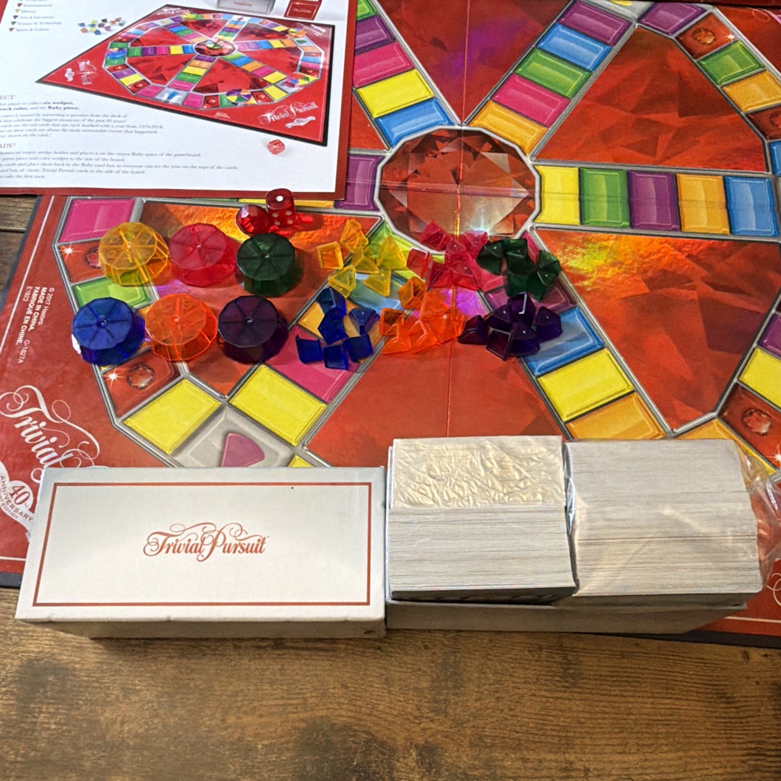 Trivial Pursuit 40th Anniversary Ruby Edition Board Game 100% Complete Set