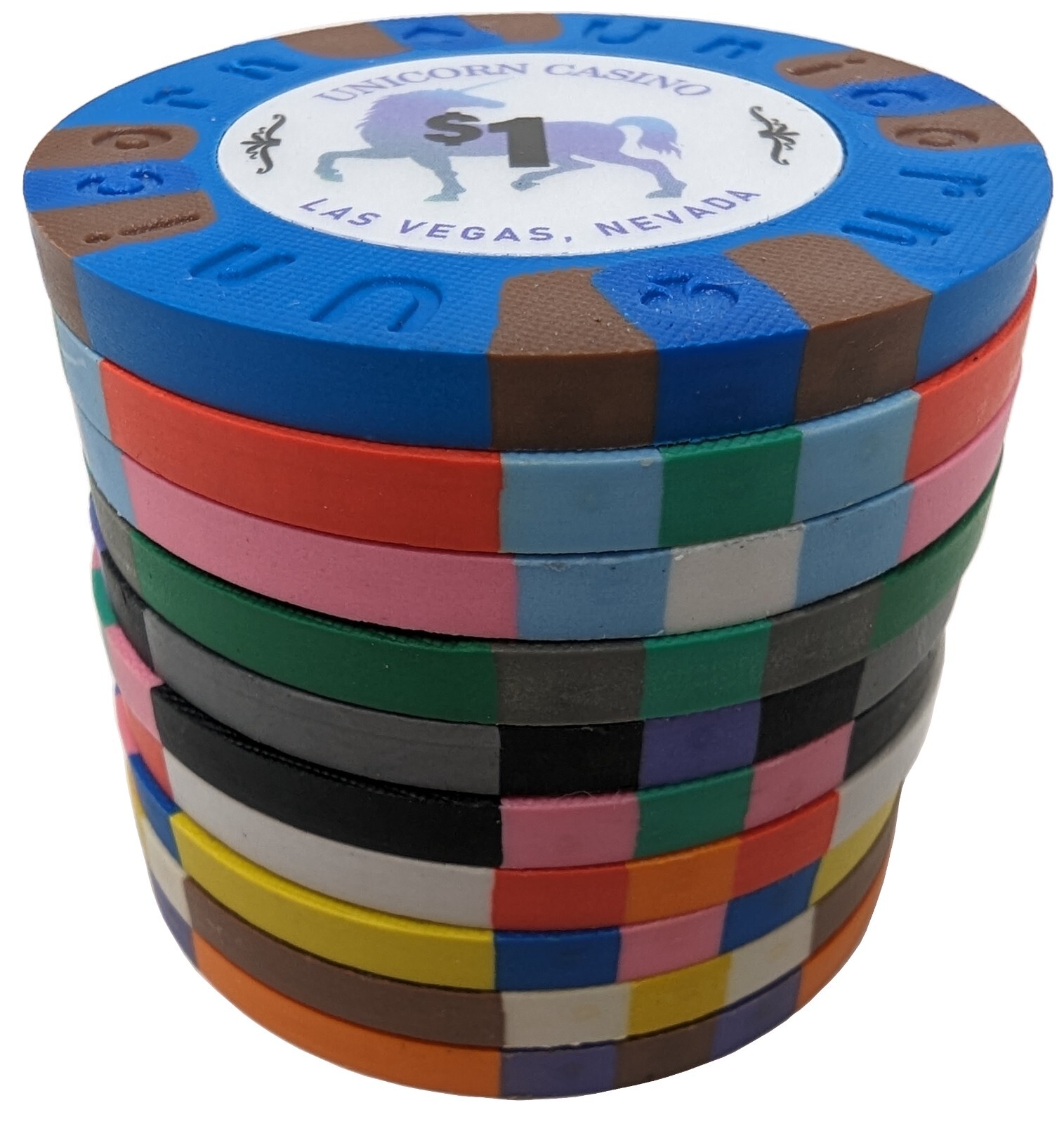 DA VINCI Unicorn Casino All Clay Poker Chip Collection of 10 chips