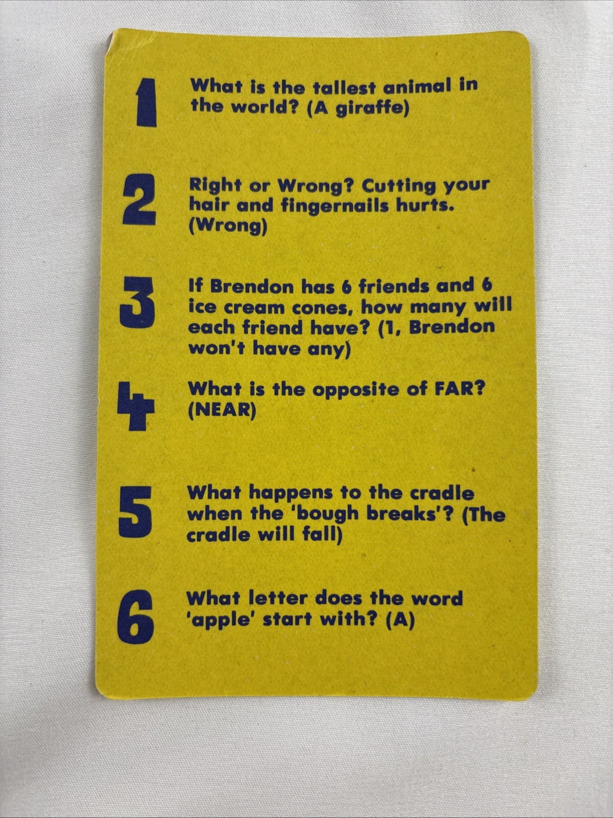 VTG Complete 1984 Tot Trivia Game 108 Cards & Over 600 Questions For Ages 3-6