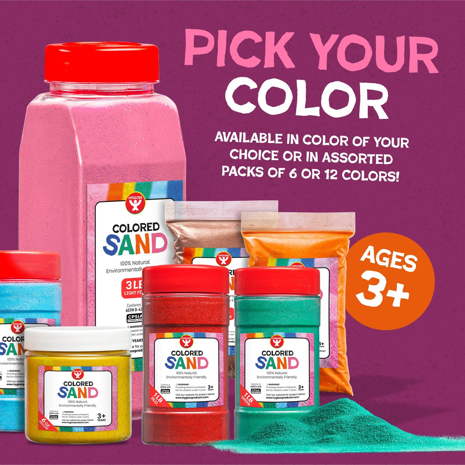Colored Sand 15 lb Bottle Magenta Craft Art Sensory Play Hygloss 22711 Crafts