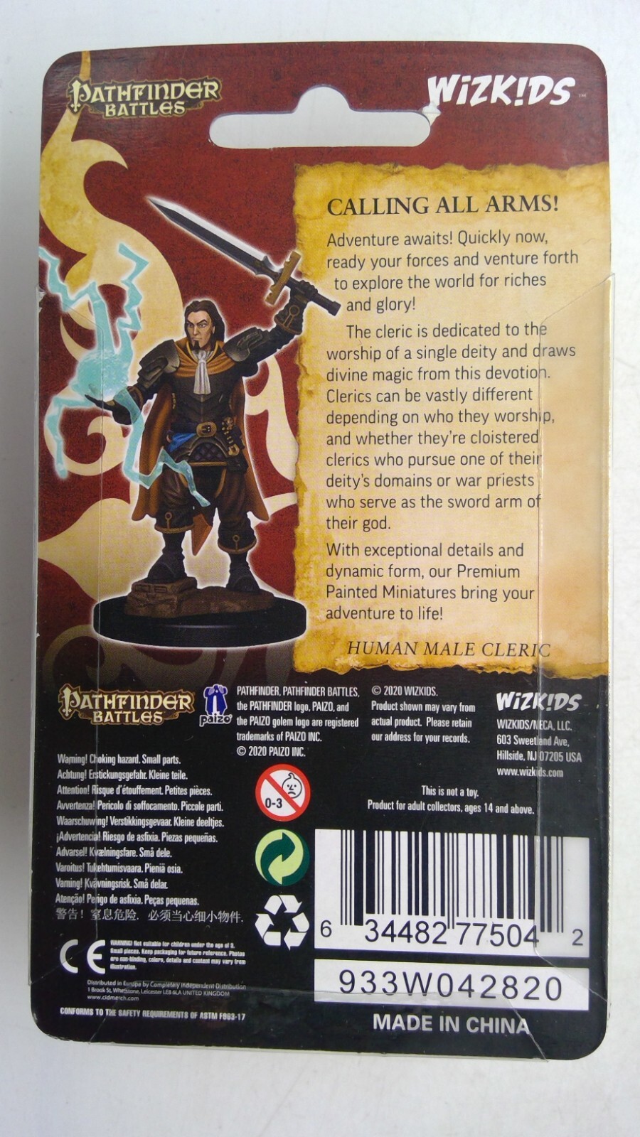 PATHFINDER BATTLES PREMIUM MINIATURE ~ HUMAN MALE CLERIC