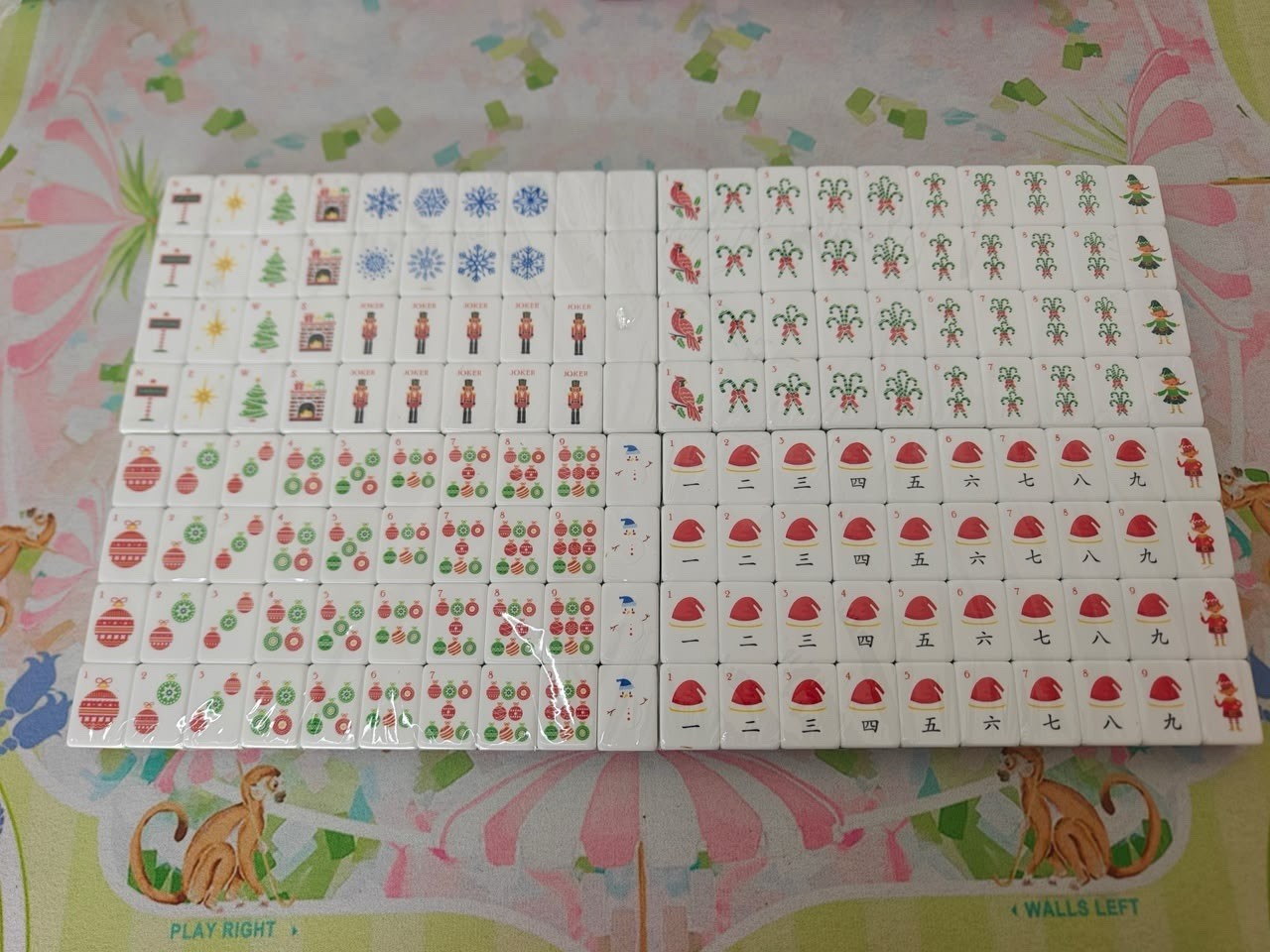 Terrific Tidings Christmas Inspired 4-Layer Red Back American Mahjong Tiles