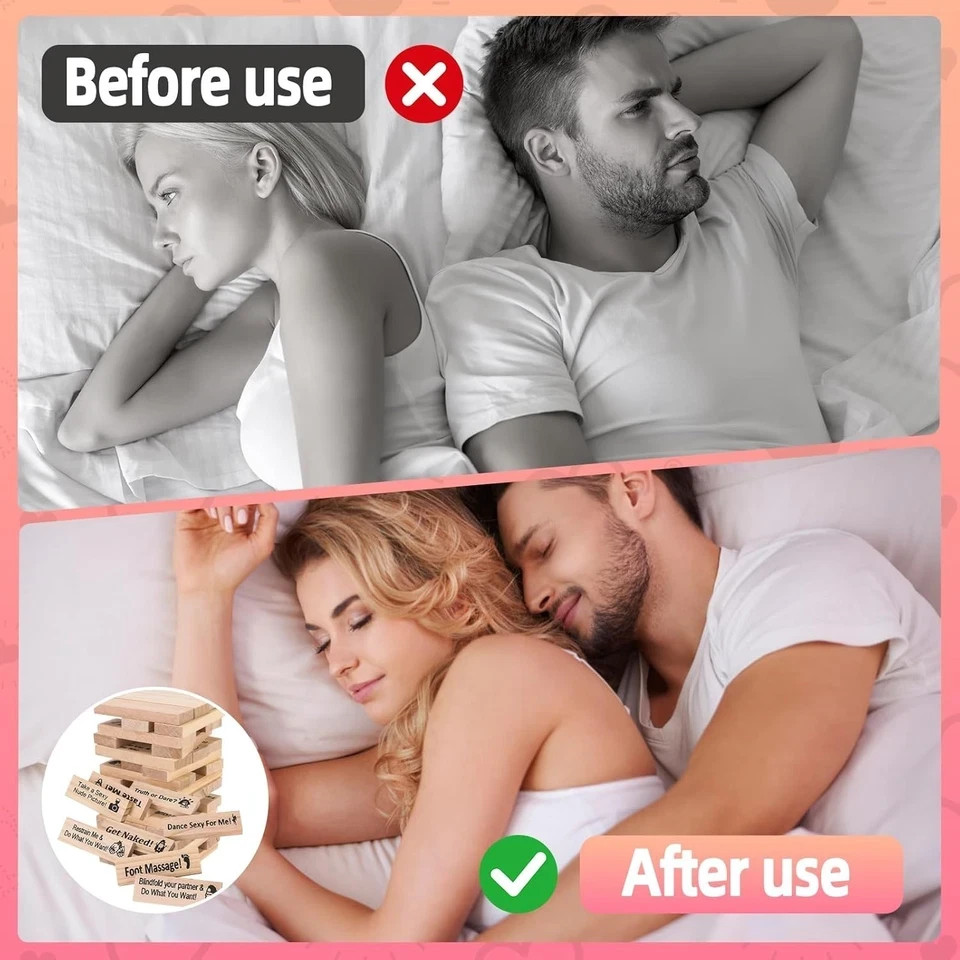 Lust Tower Sex Game for Adults,*48PCS Adults Wooden Block Tower Game for Couples