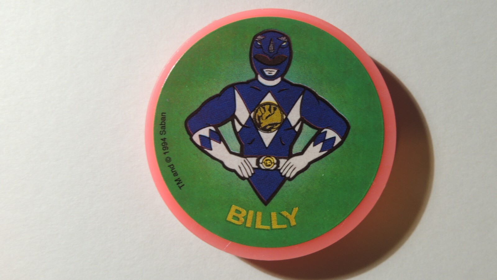 POWER RANGERS VINTAGE 1990’s ‘POG SLAMMER SET OF 6 PINK WITH STORAGE CONTAINER
