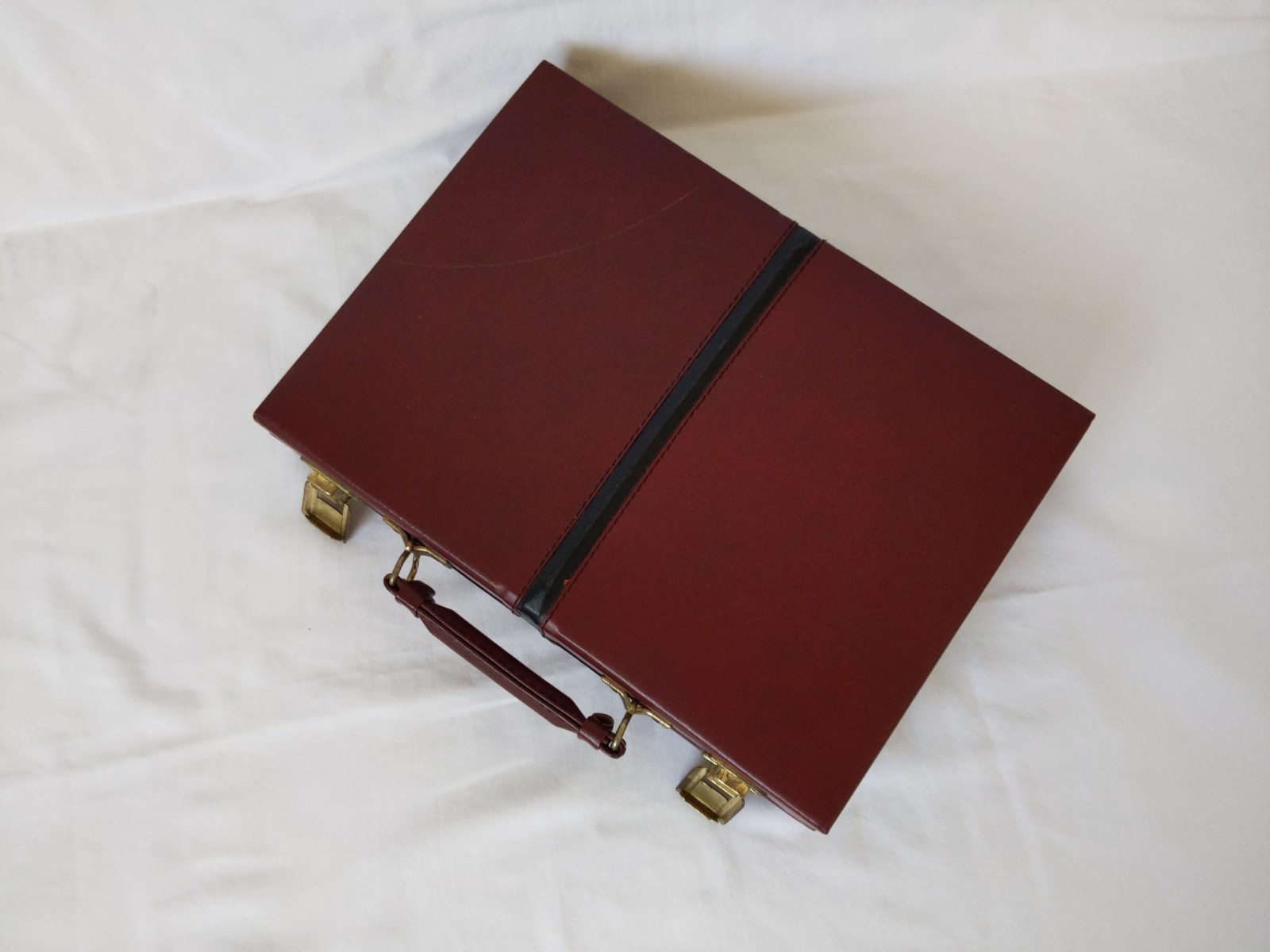 Vintage MR MAN Backgammon Board Game Leather Travel Case Box Brown Briefcase