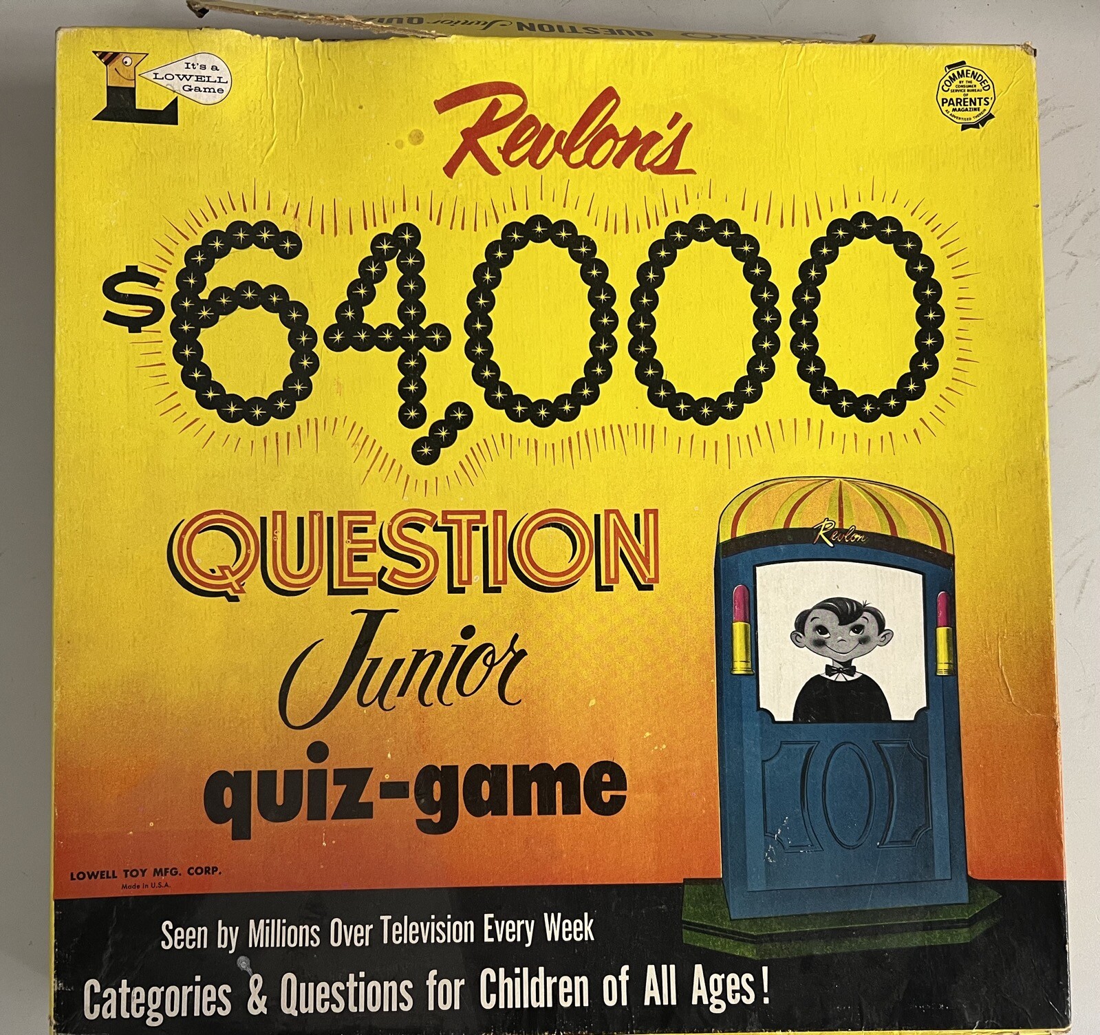 1950’s Revlon’s $64,000 Dollar Question Junior TV Quiz Show Board Game Lowell