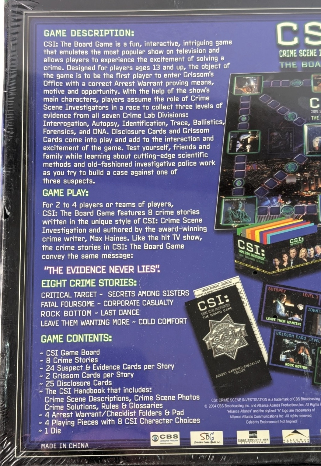 CSI: Crime Scene Investigation The Board Game CBS Specialty 2004 Complete