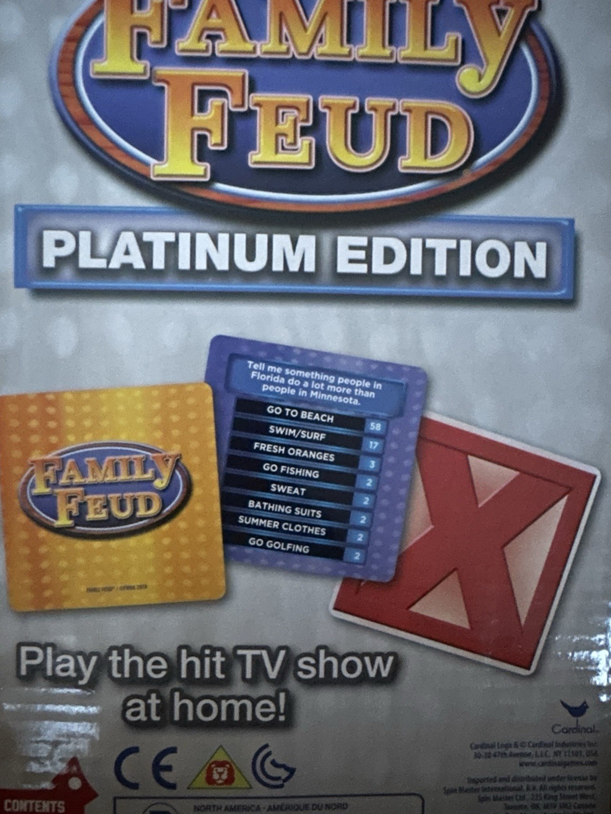 Cardinal Family Feud Platinum Edition Board Game Complete, 3+ Players 8+ 2019