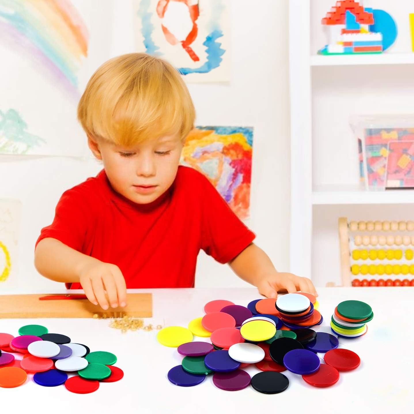 Coopay 200 Pieces 10 Colors 1-1/5 inch Plastic Learning Counters 10