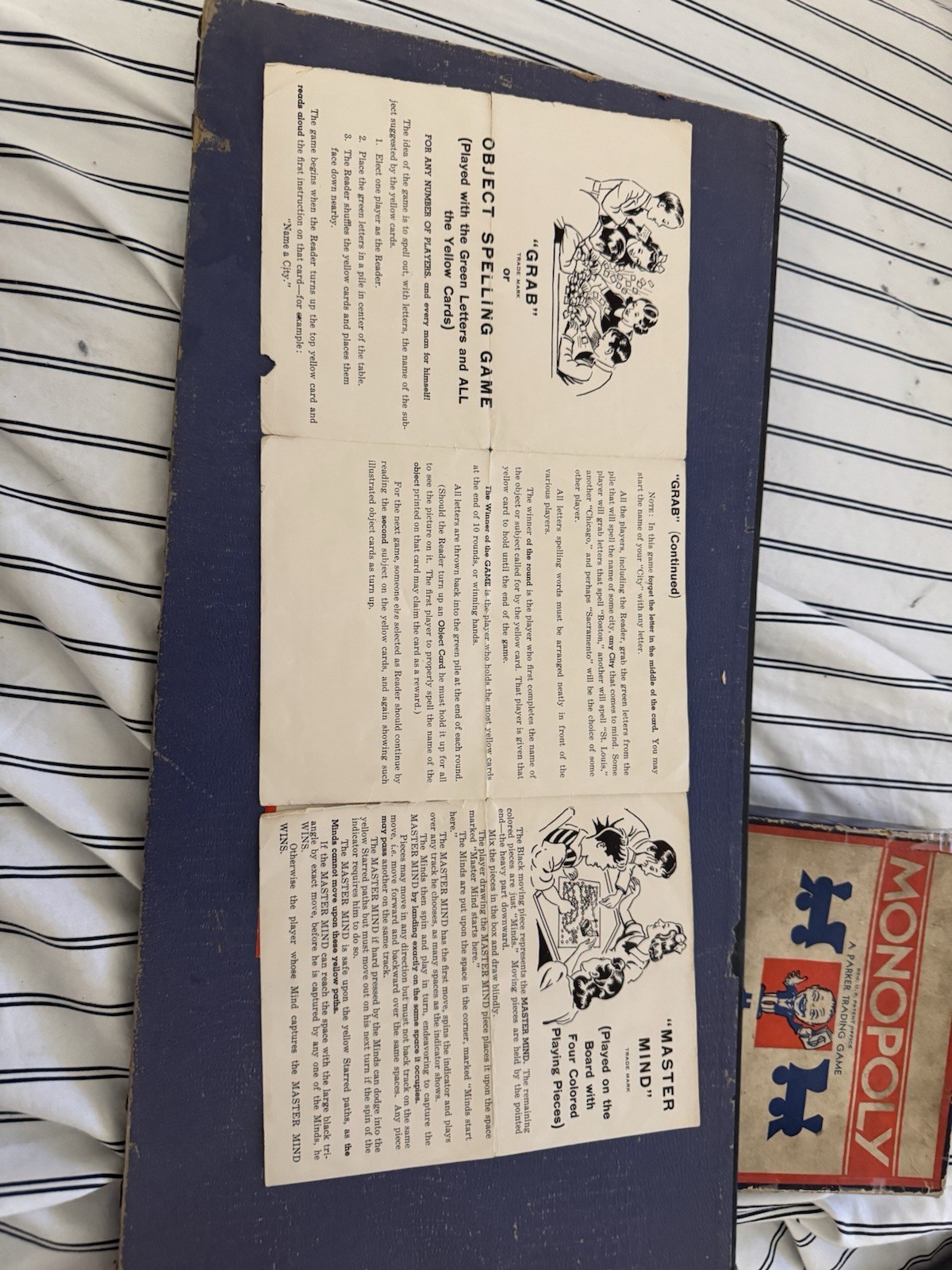 1935 Monopoly Set – Parker Bros. Blue Box, Single Patent No. 2,026,082 – Rare