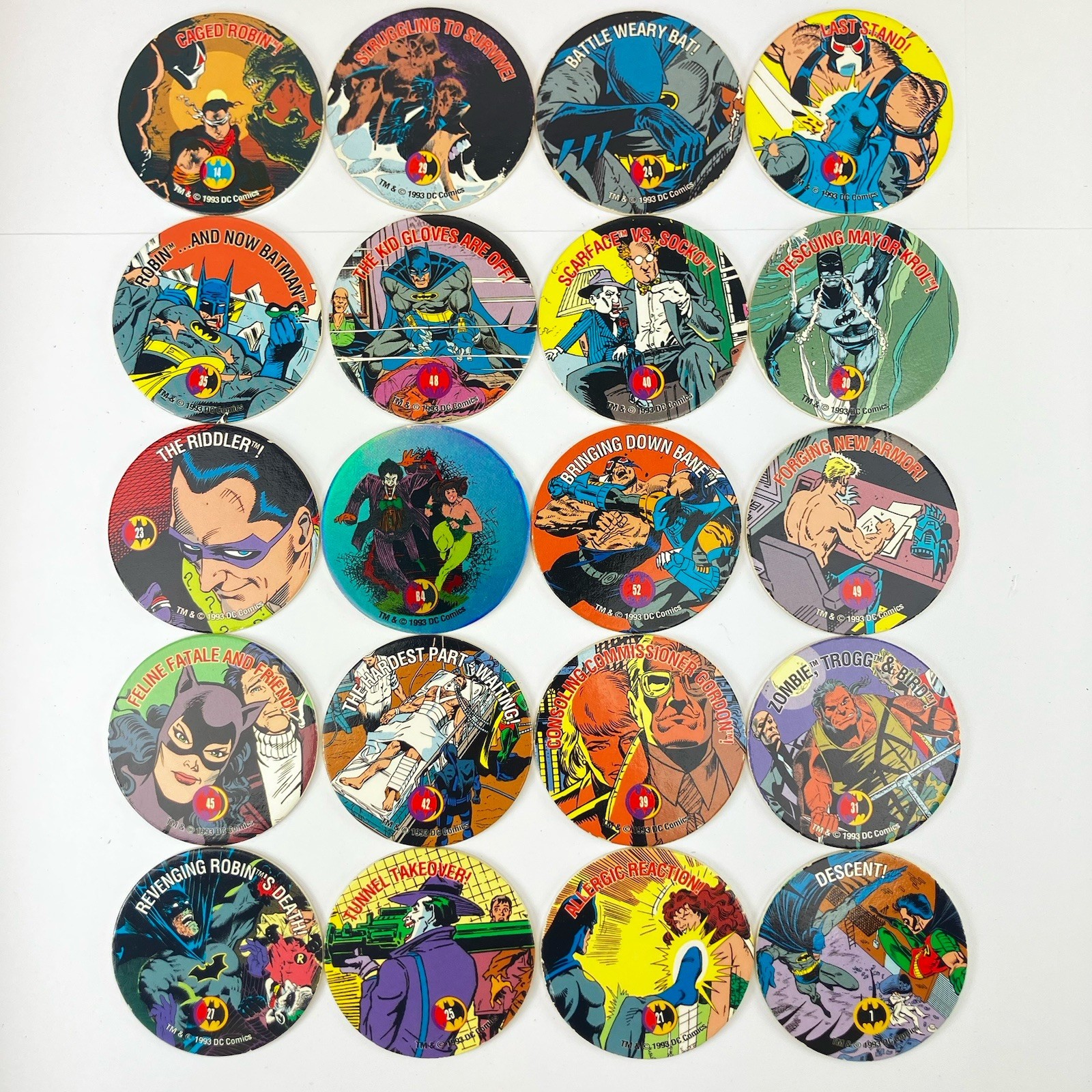 Lot of 20 Pogs Batman DC Comics SkyCaps SkyBox from 1993