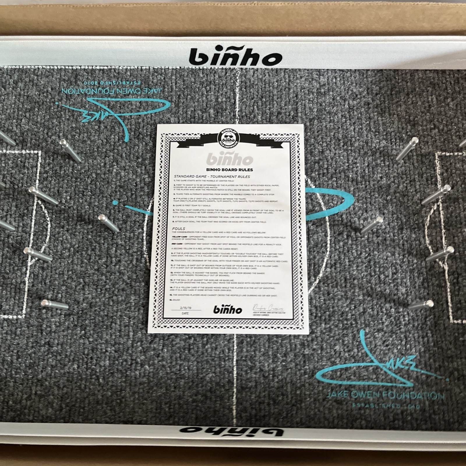 Binho Table Soccer Finger Flicking Game Black Turf Field Version New