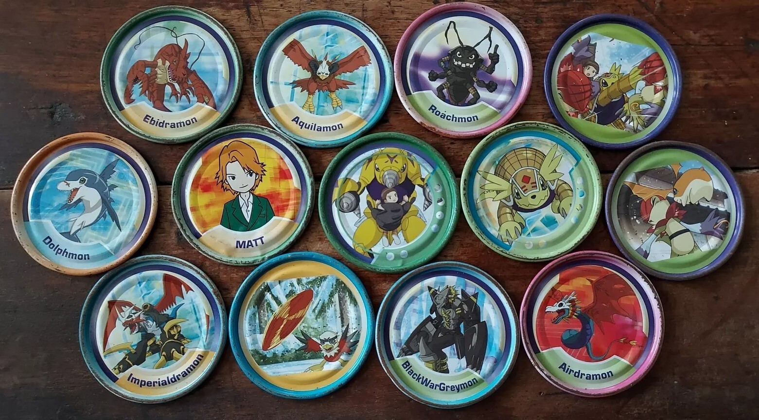 Digimon Rappers Lot Of 31 Digital Monsters Metal Pogs Tazos 2 Inch Mgic Box 2001