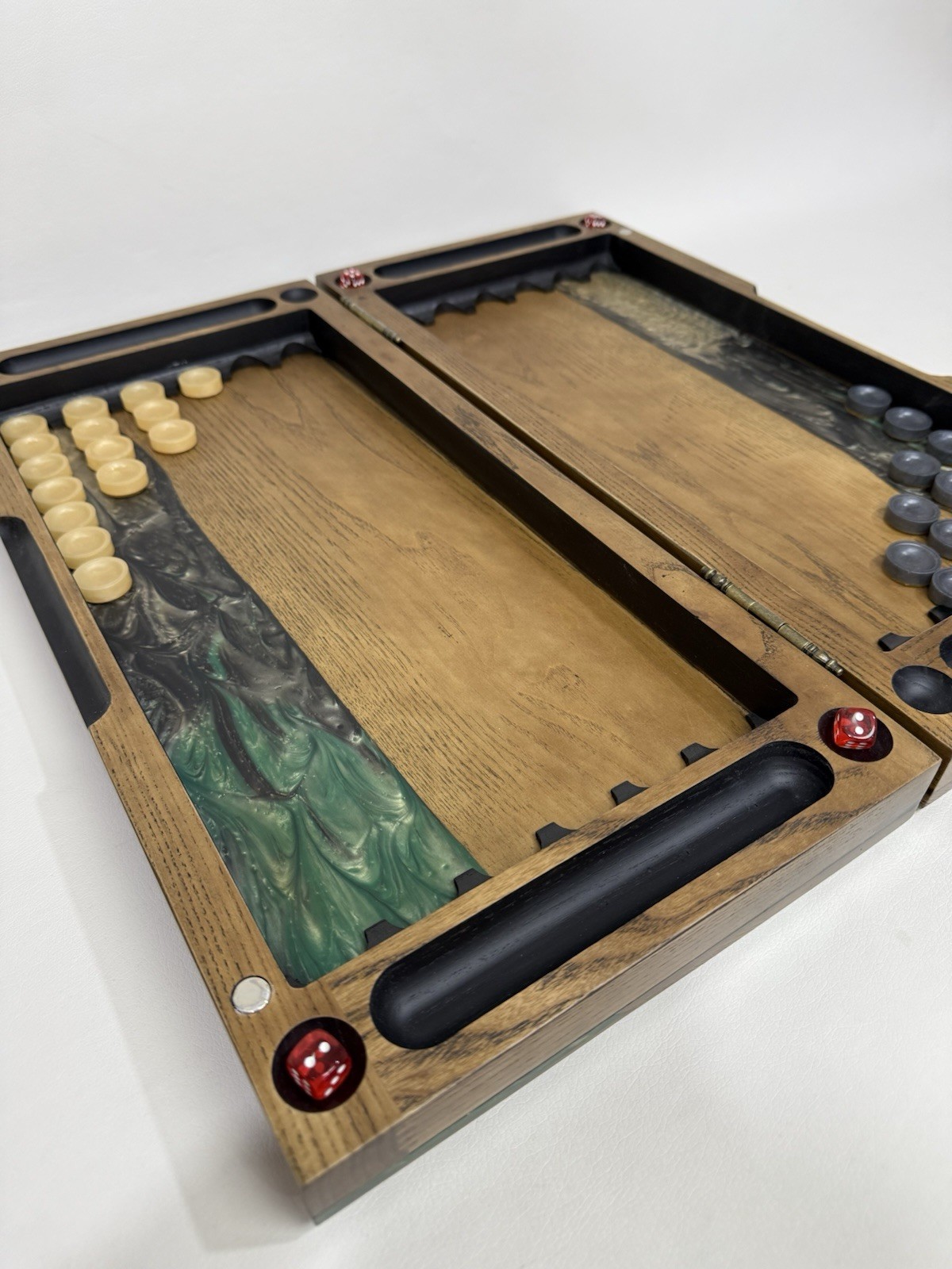 Exclusive Gold Backgammon Board, Wood & Epoxy Resin, Handmade Luxury Game Set