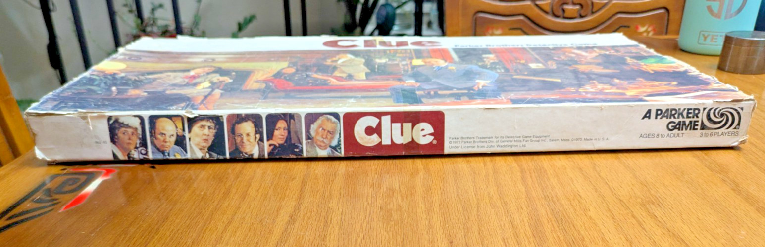 Vintage 1972 Parker Brothers Detective Board Game CLUE No. 45 – Complete