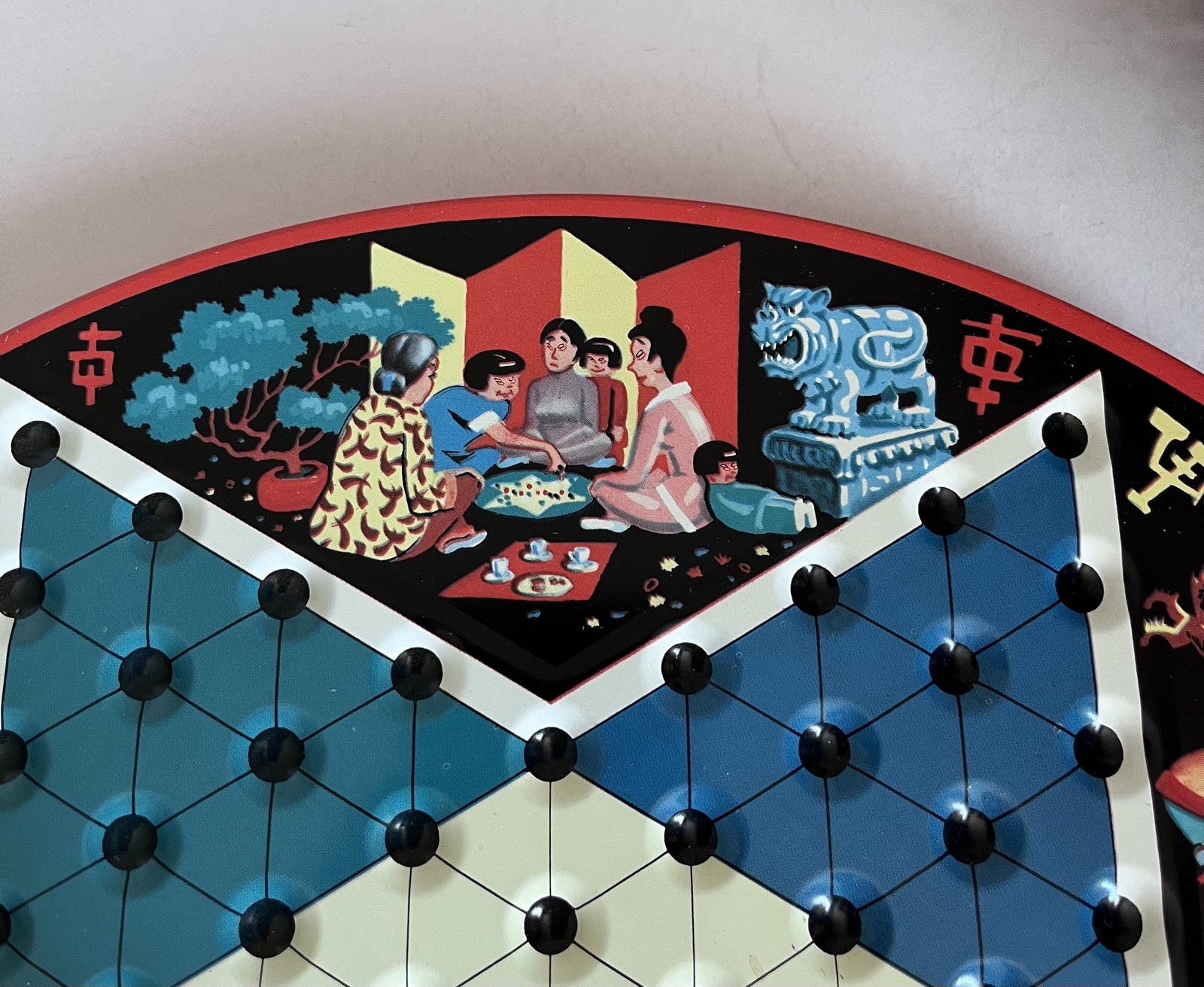 Vintage Chinese Checkers Pixie Game by Steven St Louis Box w/Colorful Marbles