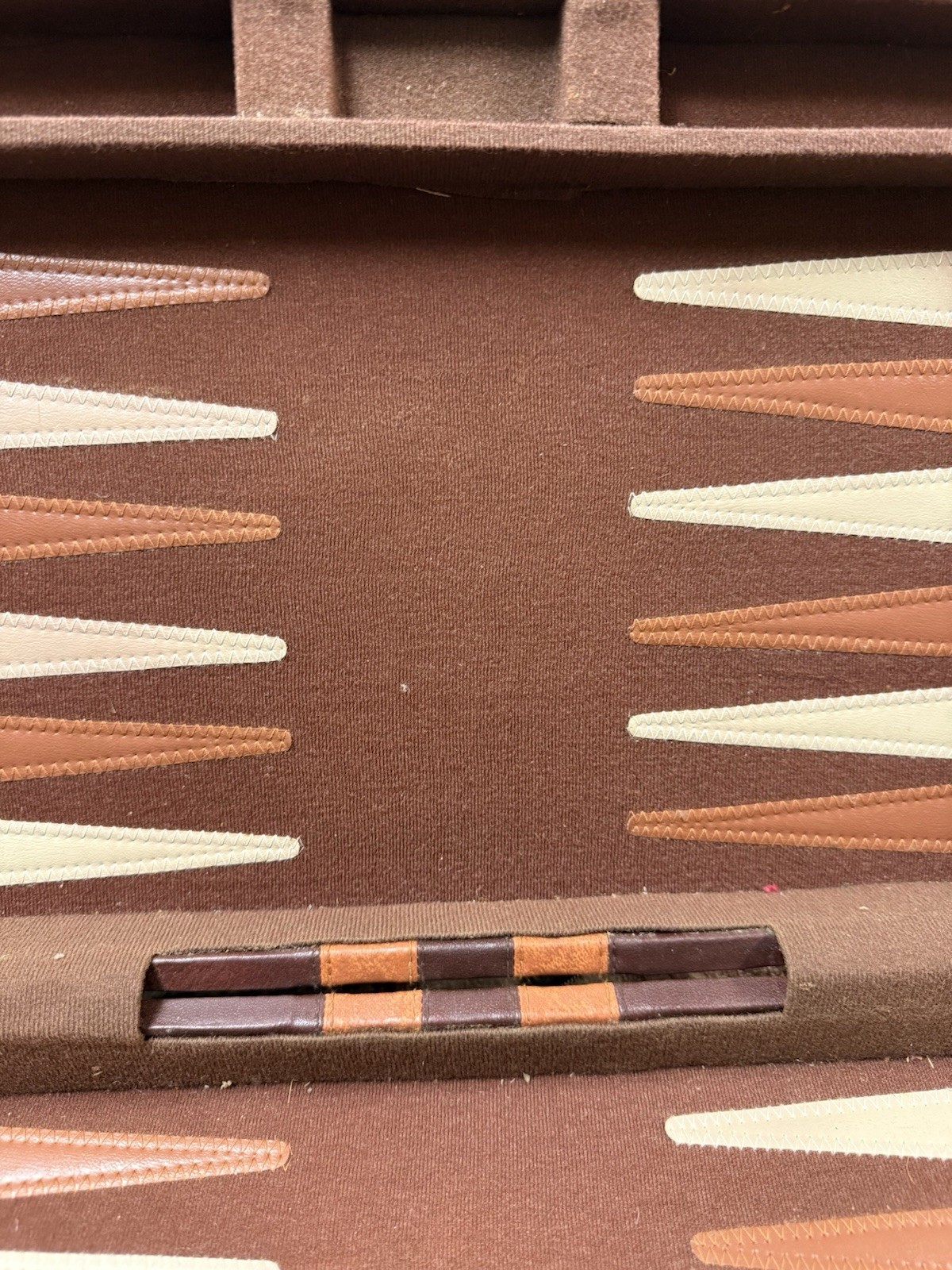 Vintage Backgammon Set Travel Case Leatherette Complete w Dice Cups 1950s 60s