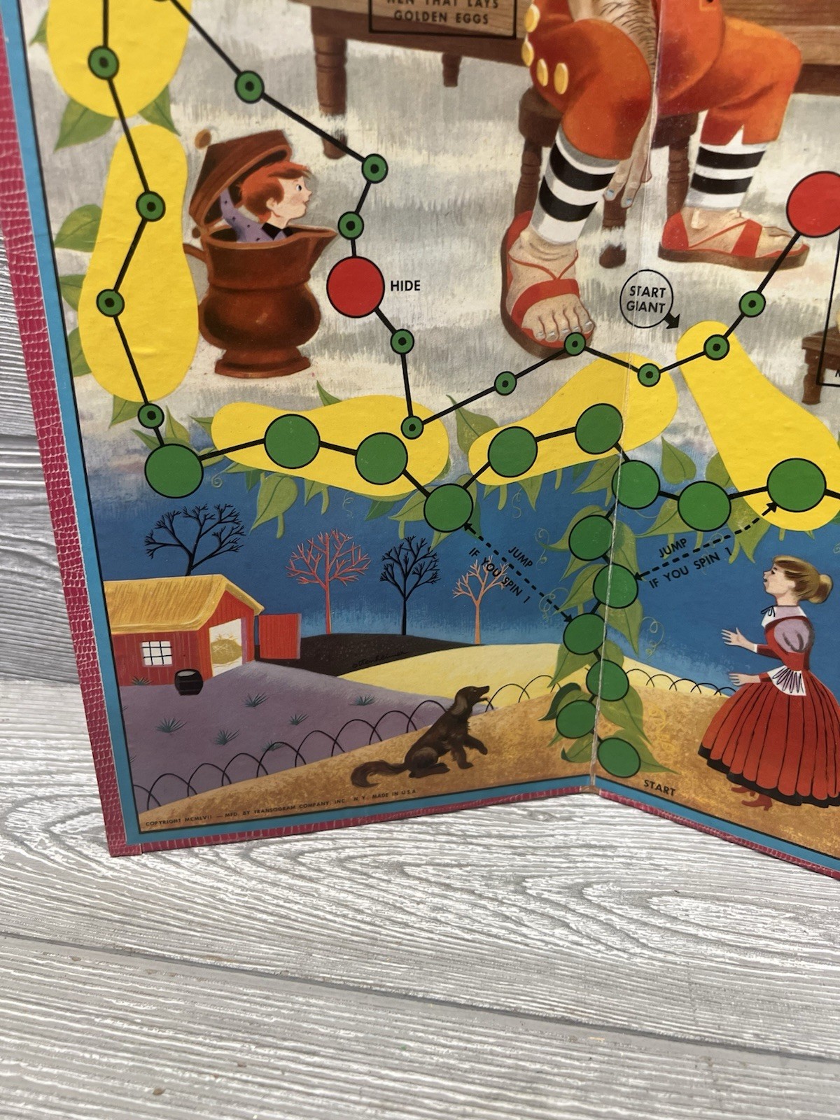 Vintage 1957 Jack & the Beanstalk Adventure Game BOARD ONLY Transogram
