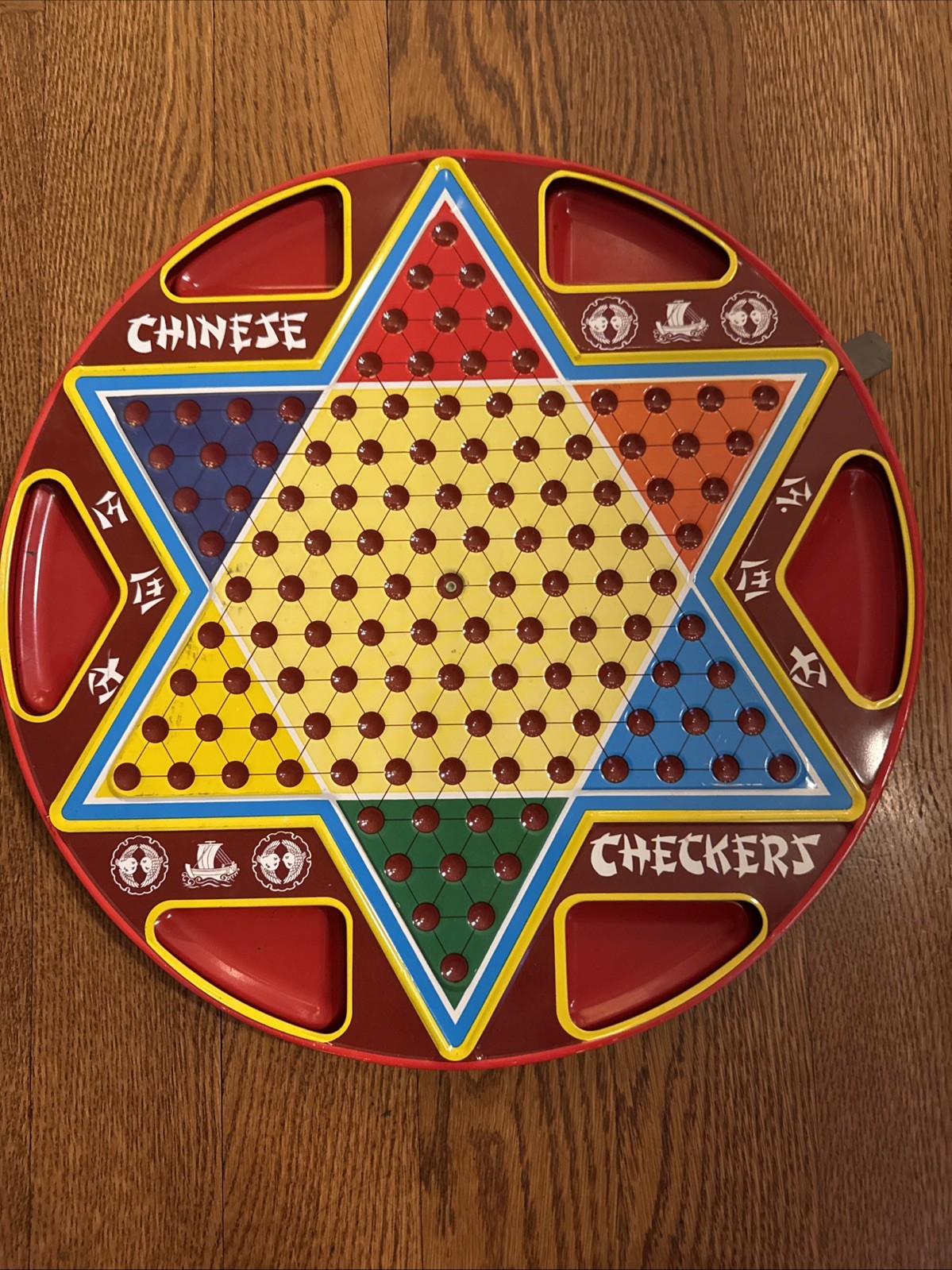 Vintage Chinese & Regular Checkers Metal Game Ohio Art #538 2-in-1 Box Board